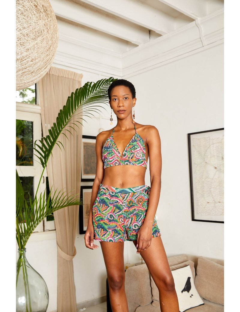 Ocean Wave Sequined Shorts and Bralette