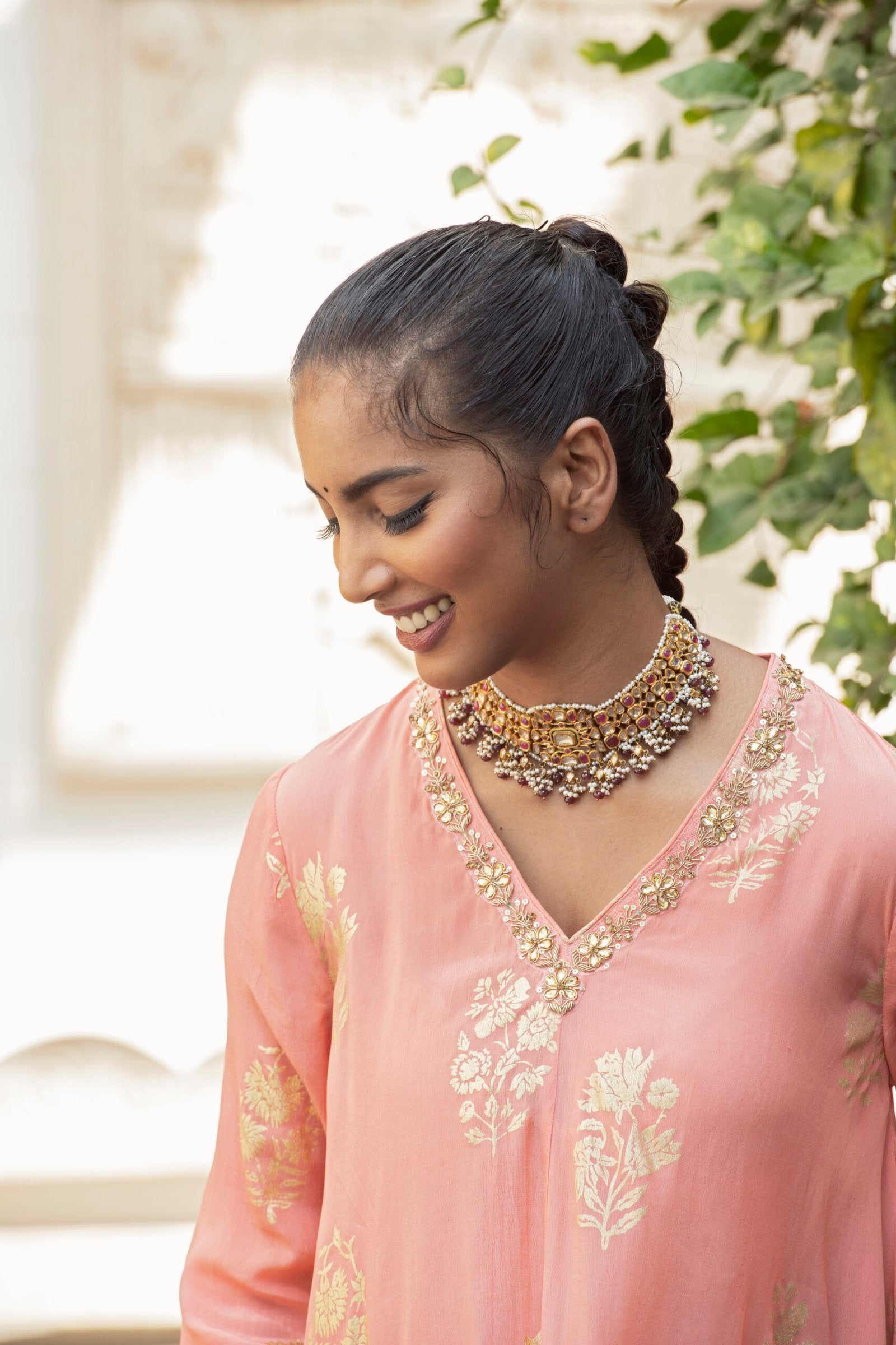 Asymmetric tunic with dhoti