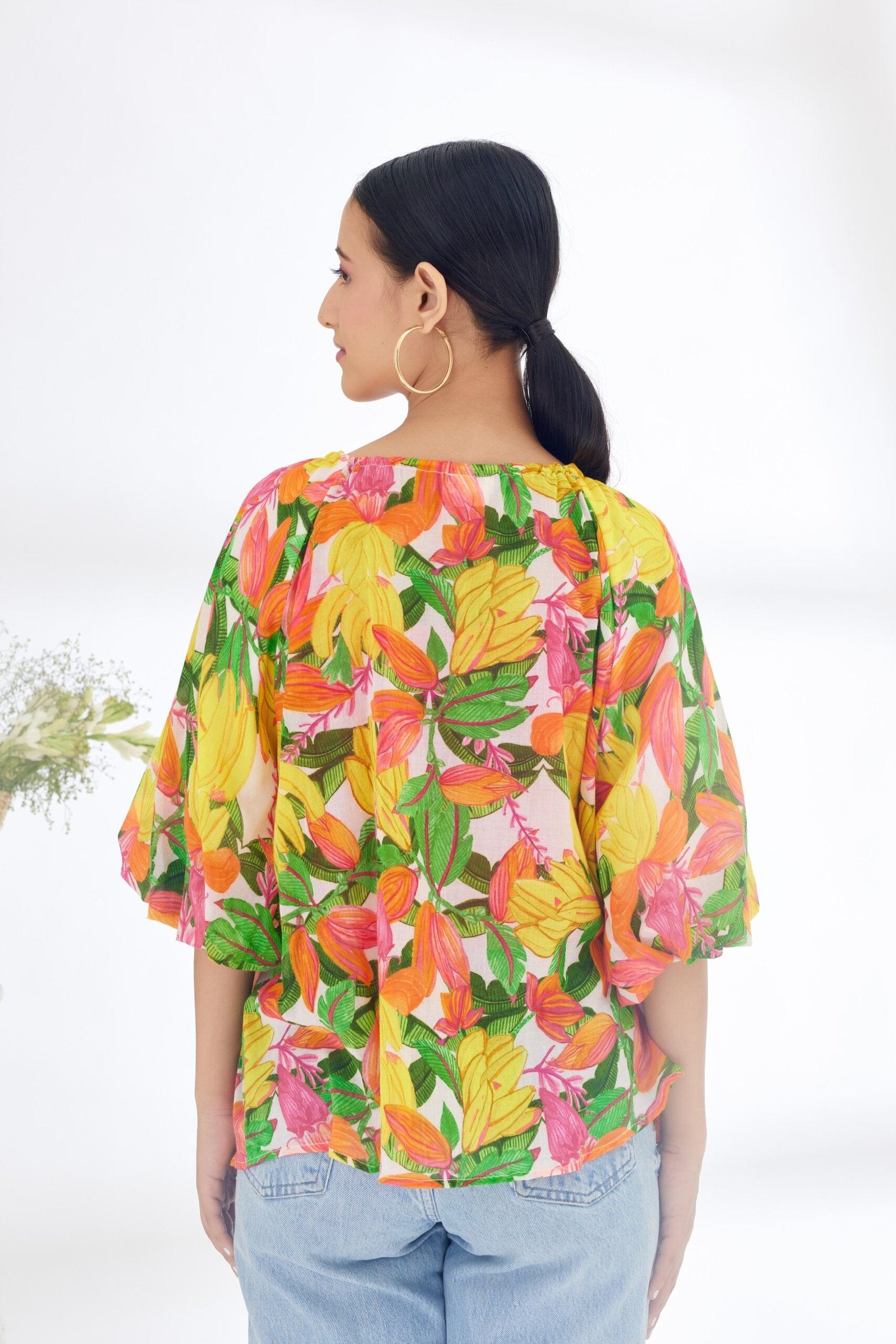 Bespoke hand painted Banana Fruit Print Raglan Top