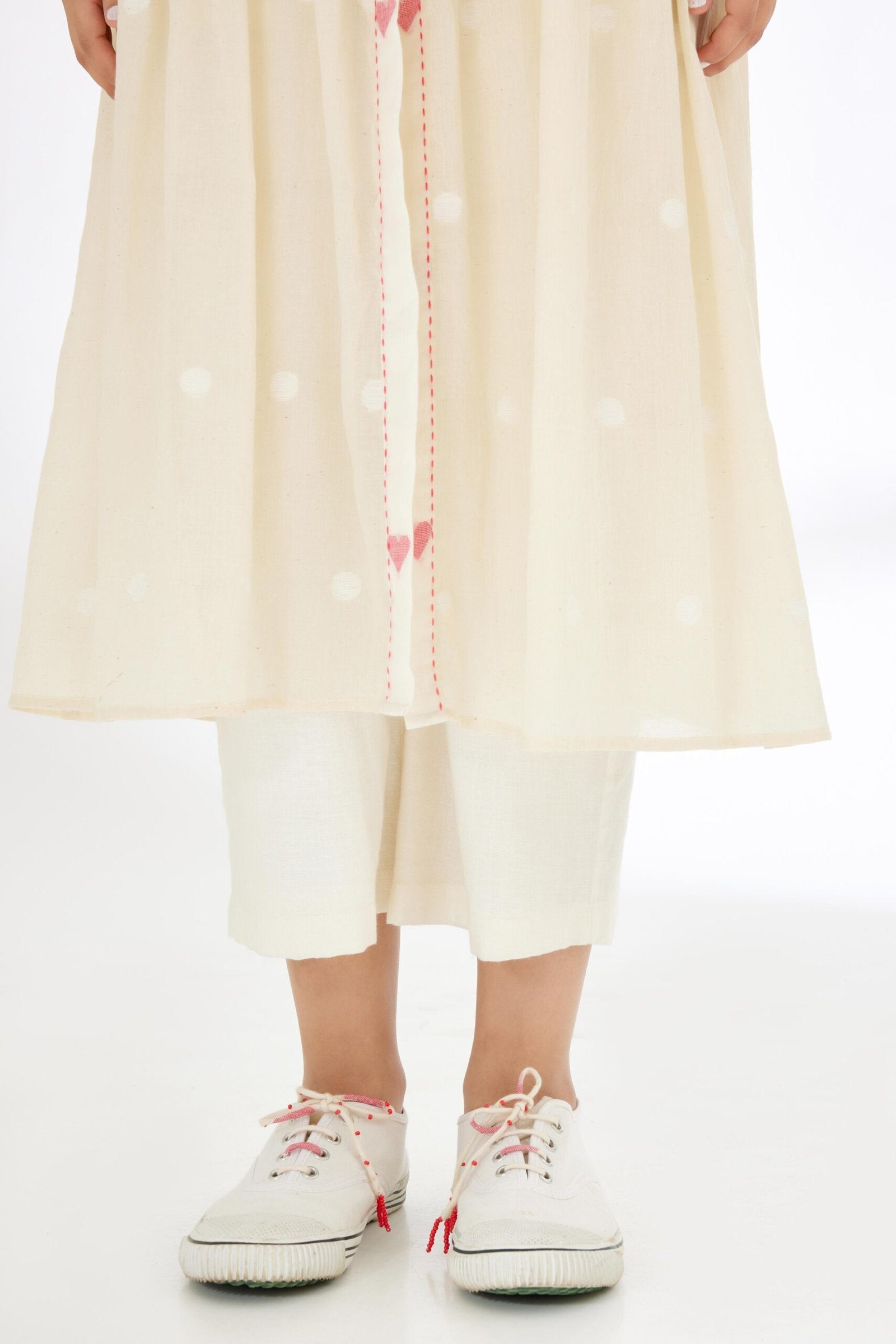 Cream Hand woven Polka Jamdani Overgarment