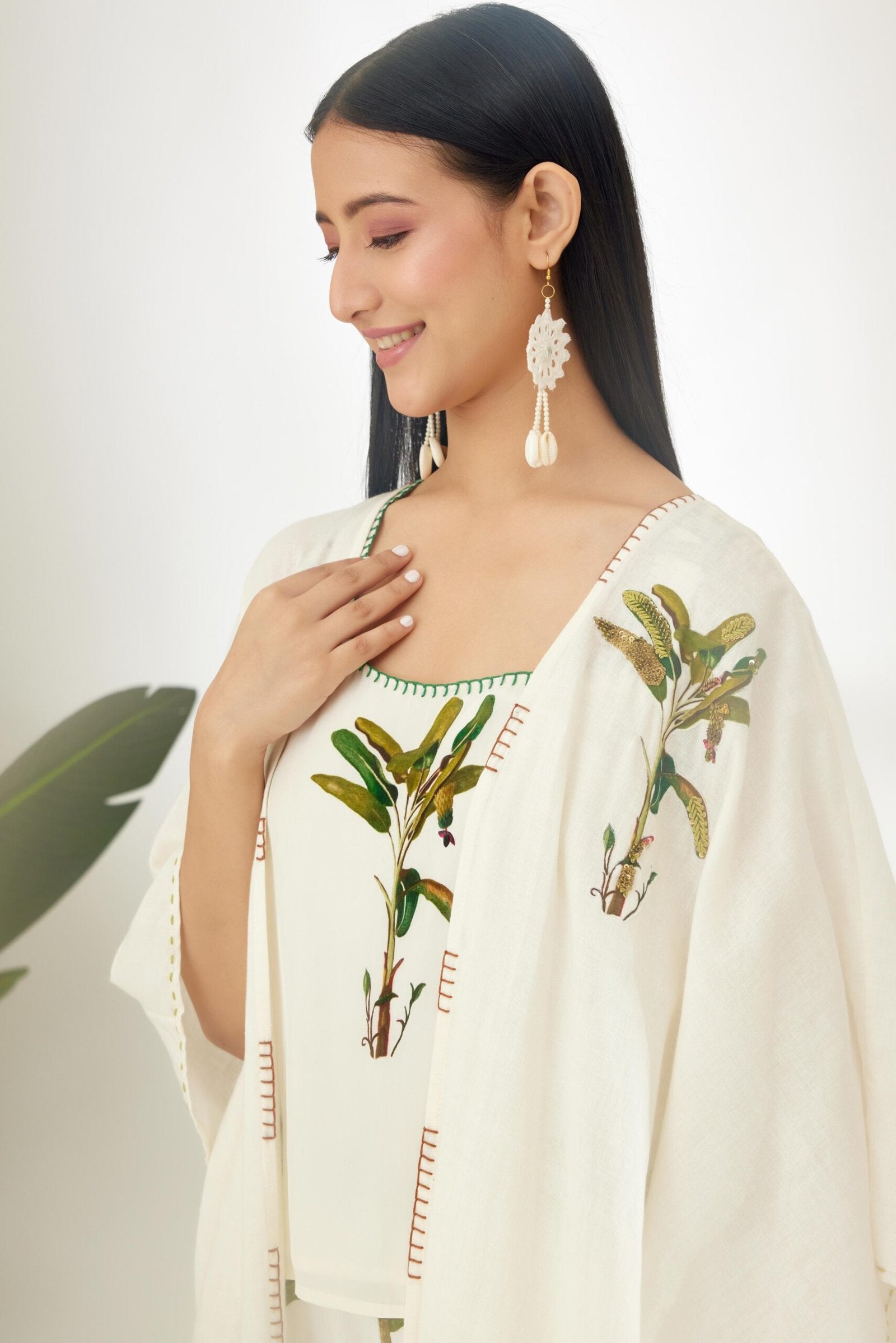 Off-White Hand painted Banana Tree Print Overgarment