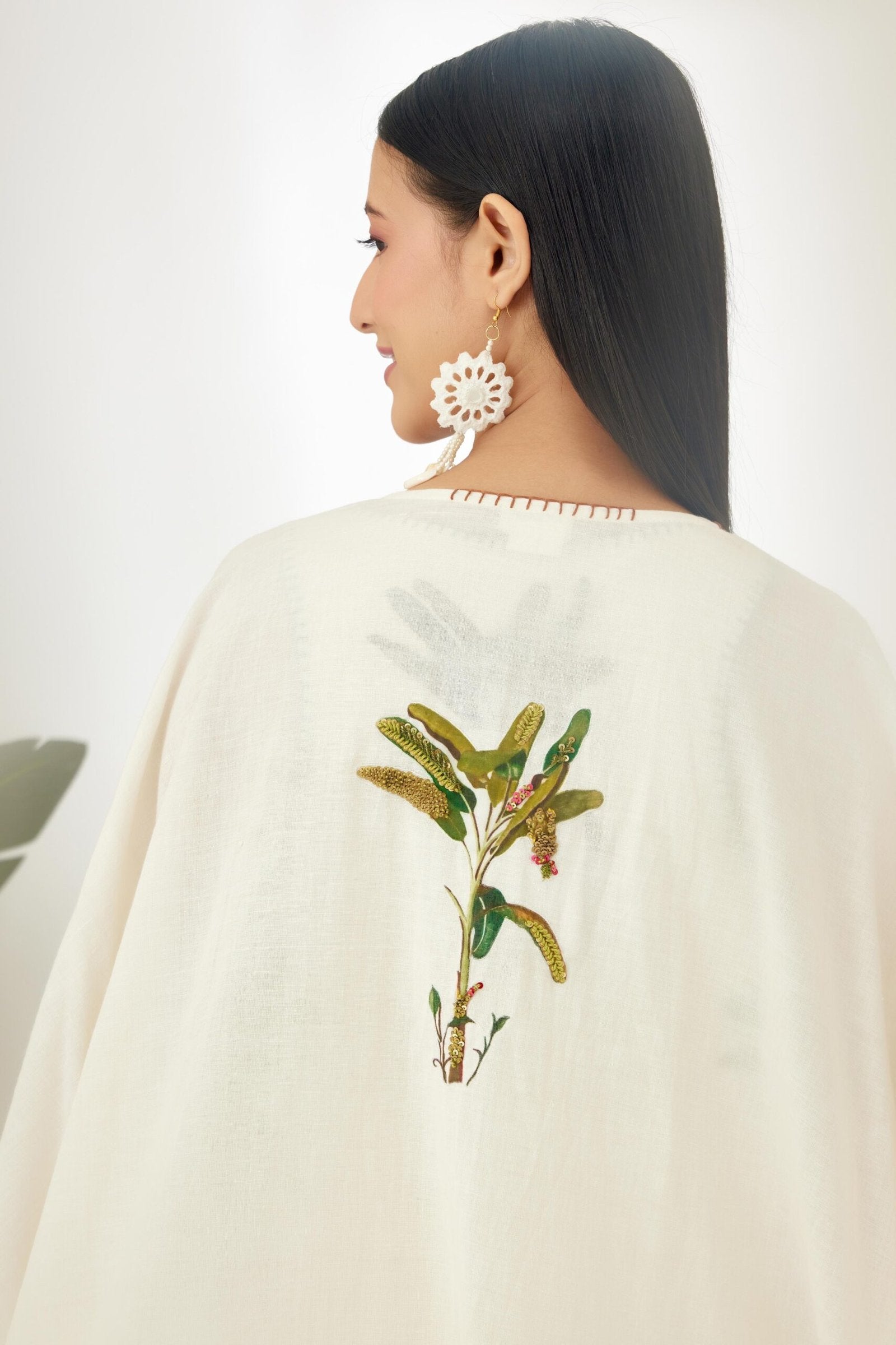 Off-White Hand painted Banana Tree Print Overgarment