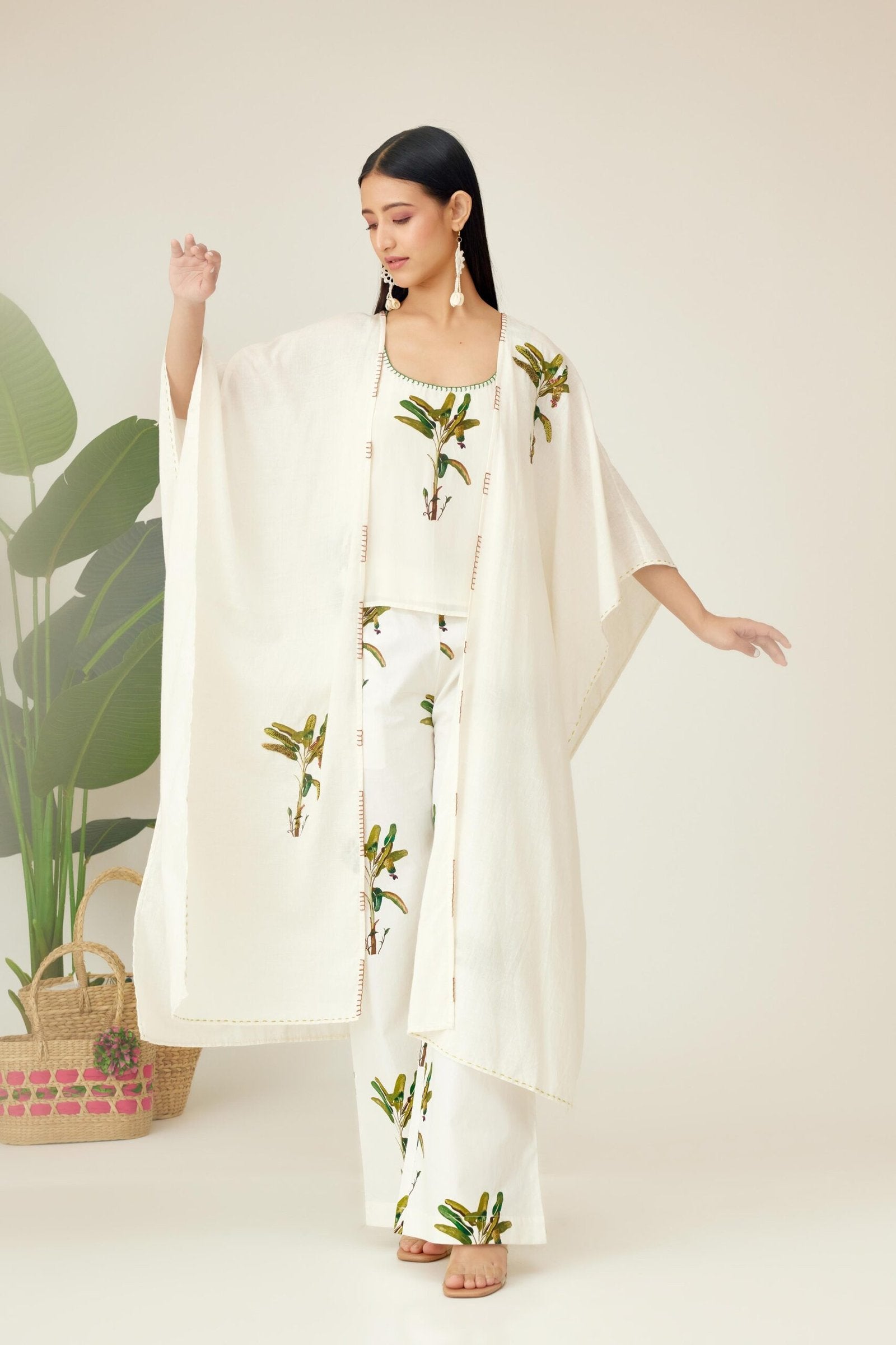 Off-White Hand painted Banana Tree Print Overgarment