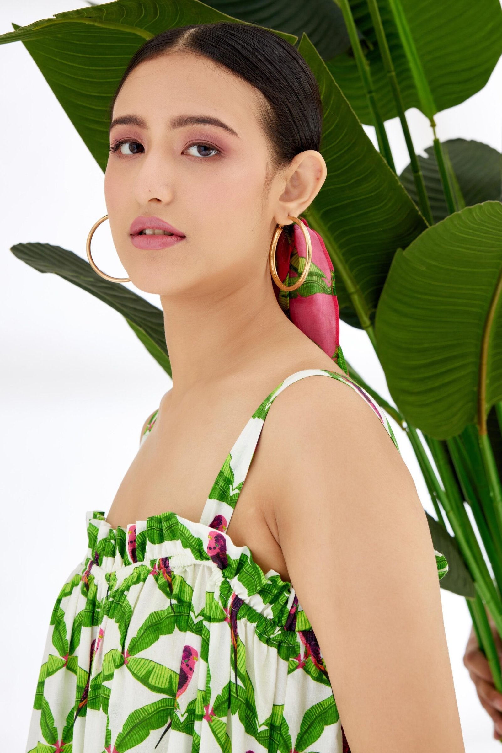 Off-White Hand painted Parakeet Print Jumpsuit