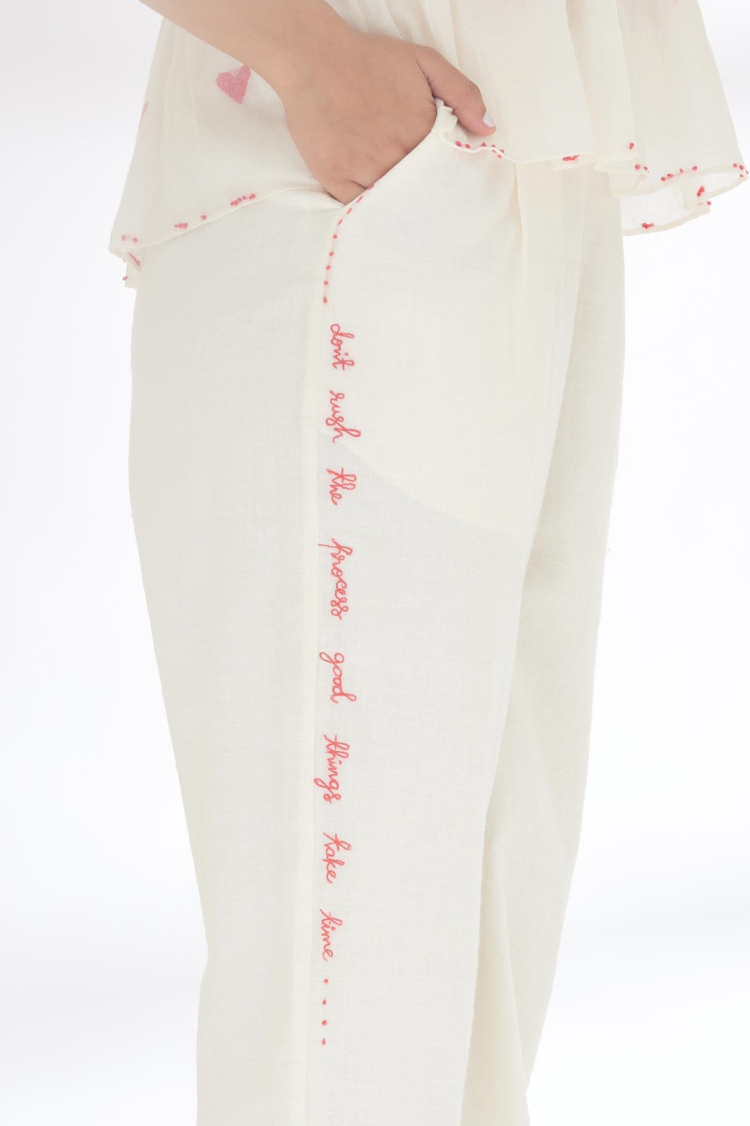 Cream Hand woven Heart Jamdani Co-rd Set