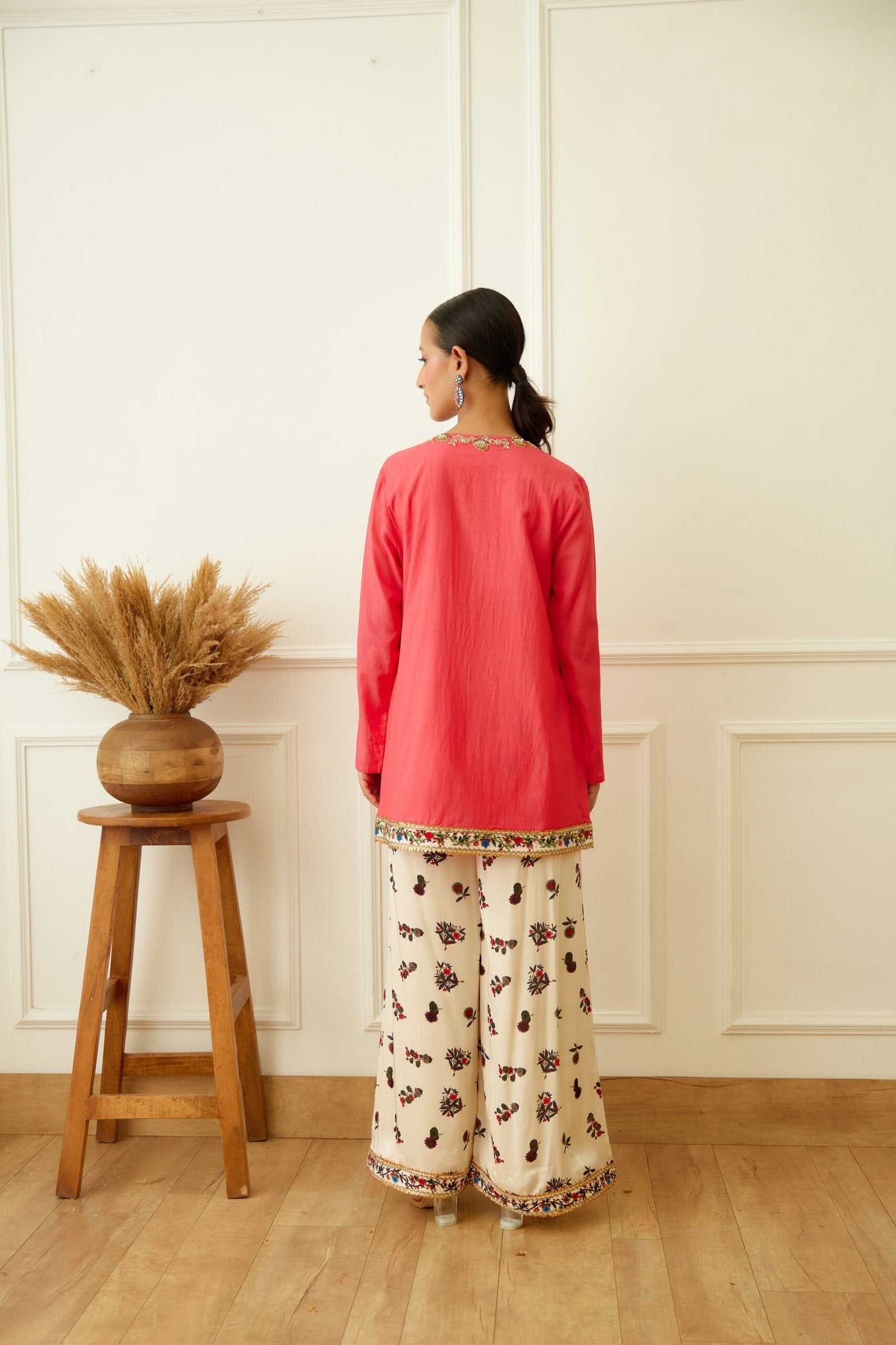 Coral Embroidered Kurta Set