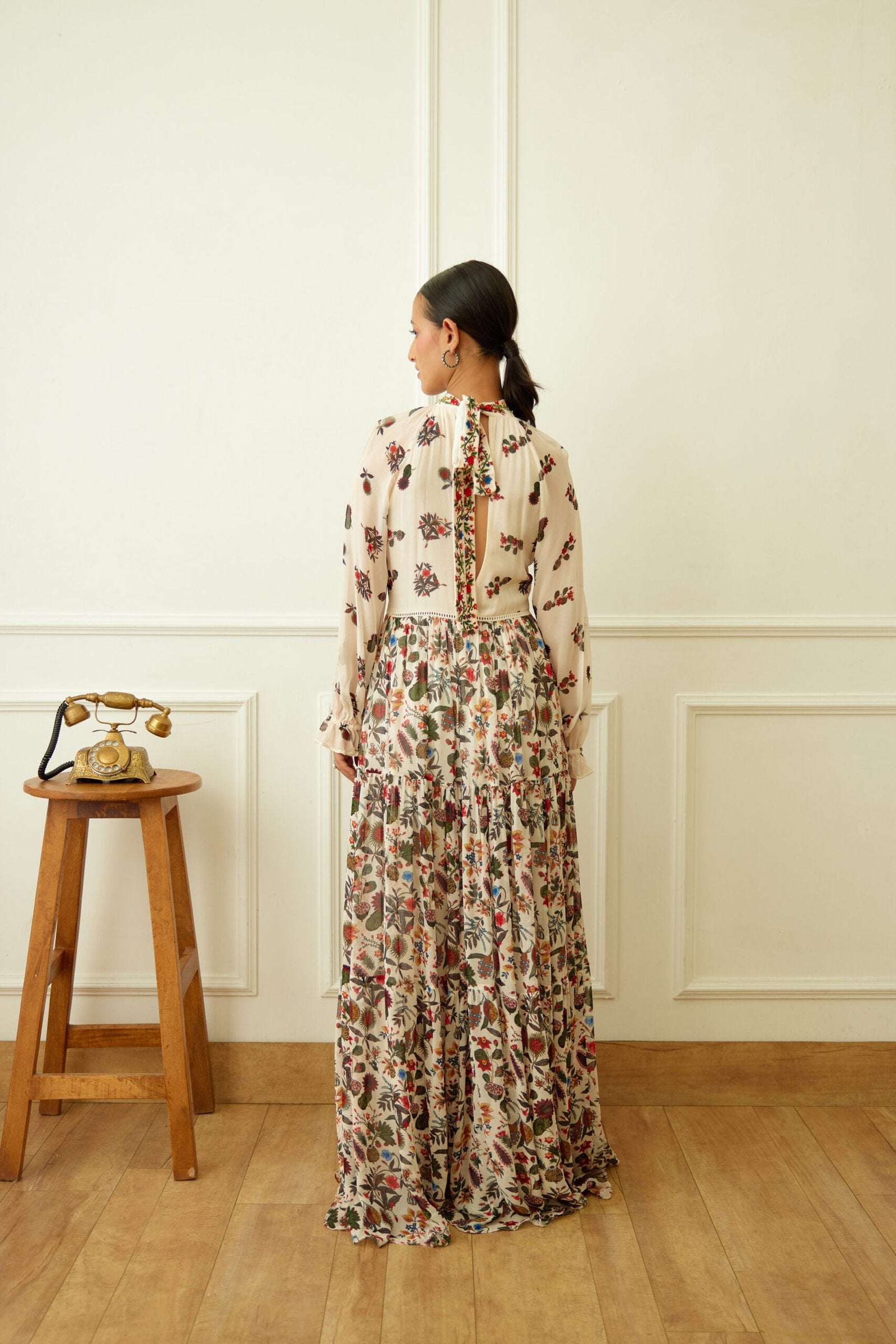 Ivory Kohinoor Jaal Print Maxi Dress