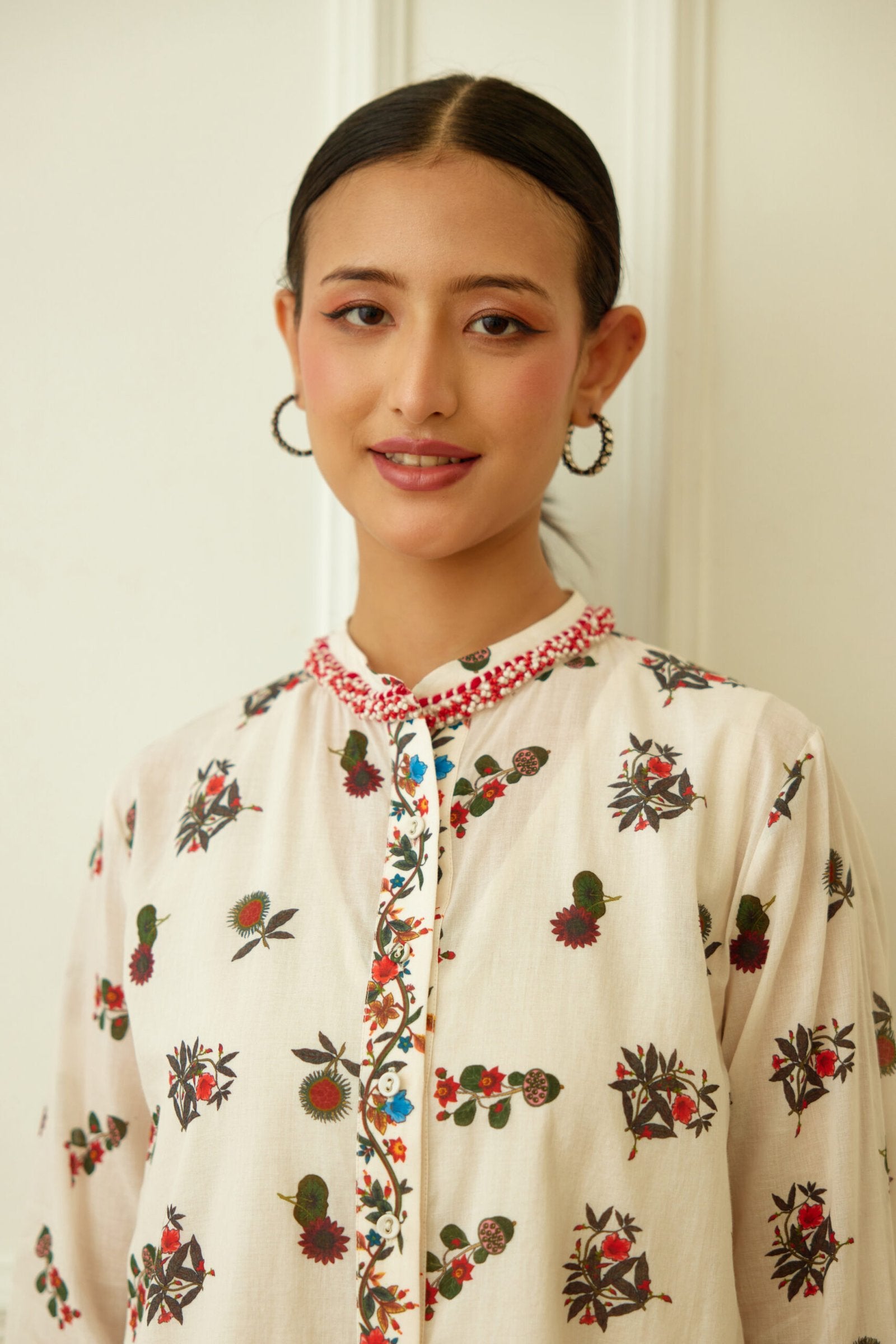 Ivory Kohinoor Buta Print Shirt Dress