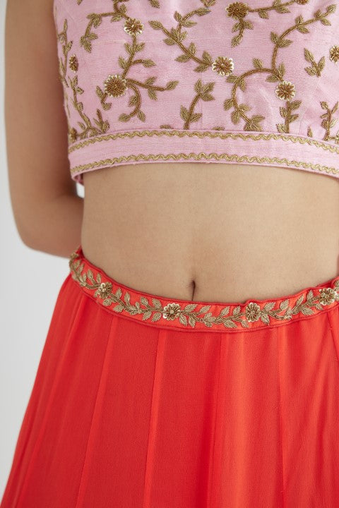 Gajjari Lehenga paired with Light Pink Blouse and Cape