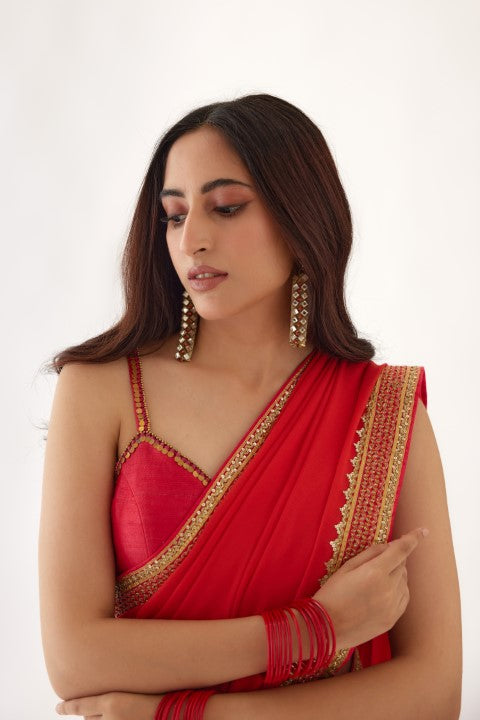 Coral Gajjari Saree Set