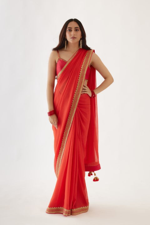 Coral Gajjari Saree Set