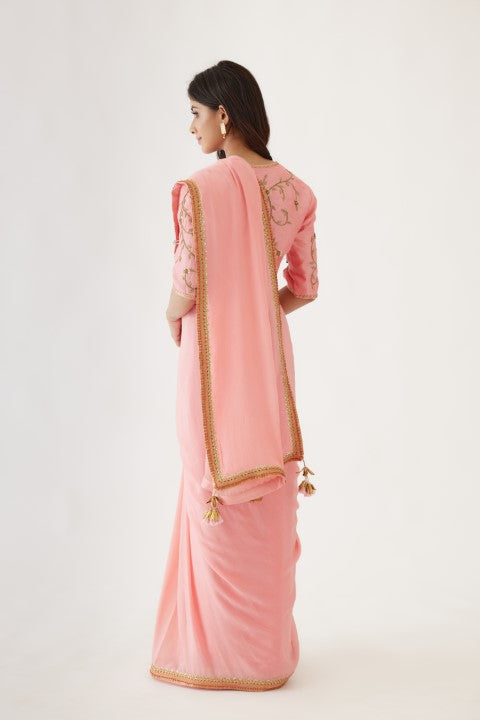 Pink and Gajjari Ombre Saree Set