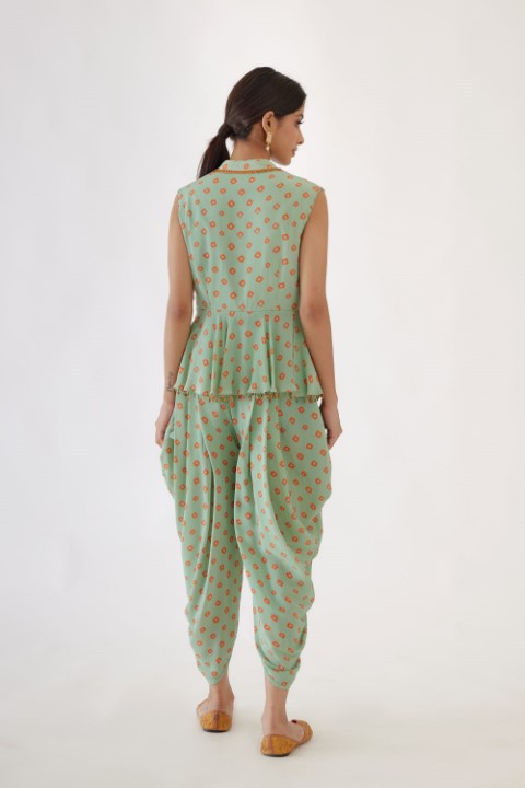 Jade Bandani Print Dhoti Set