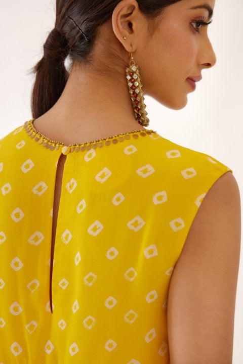 Yellow Bandani Print Sharara Set