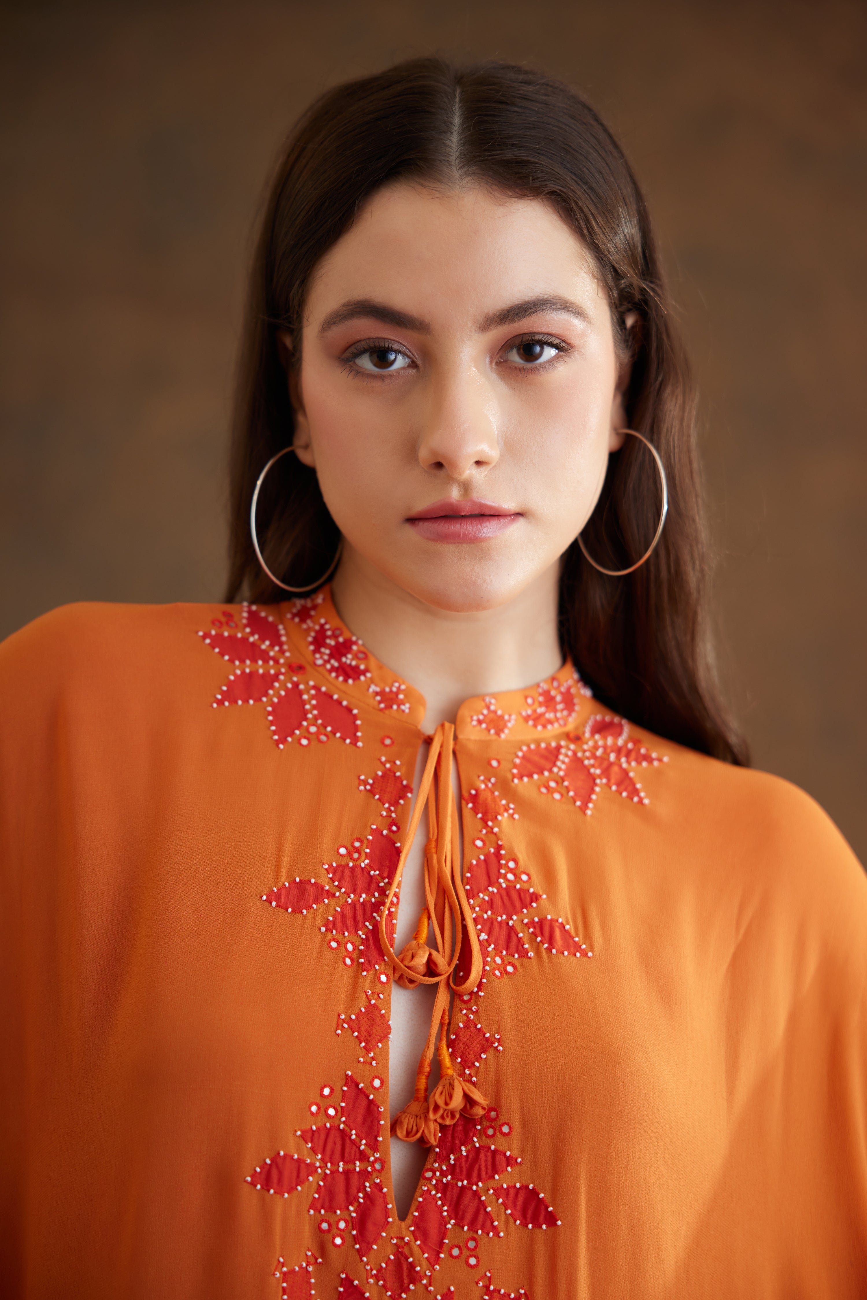 Saffron applique embroidered Kaftan Dress