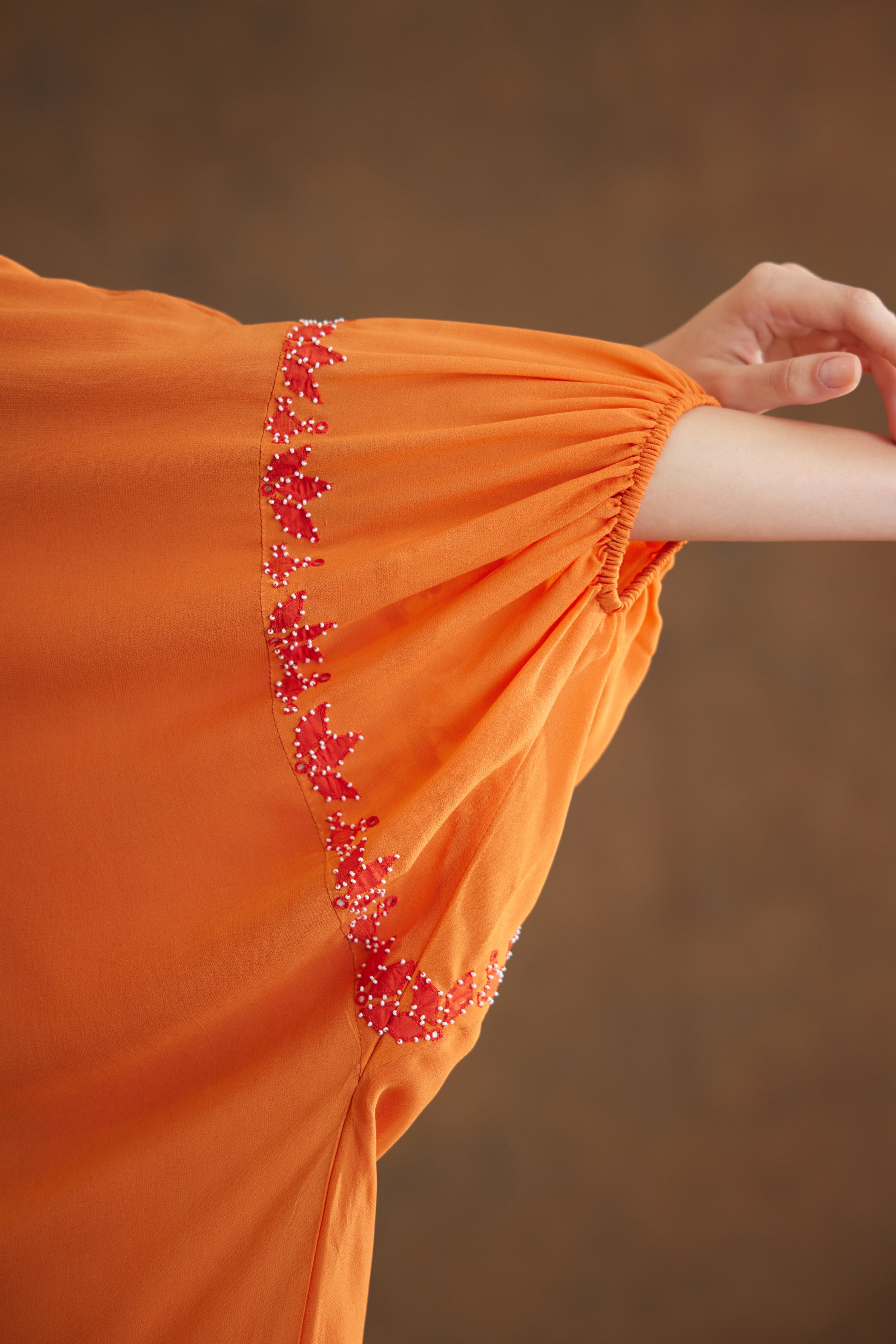 Saffron applique embroidered Kaftan Dress