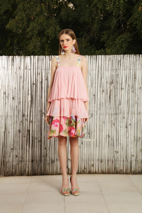 Soft pink and vintage rose tier dress.