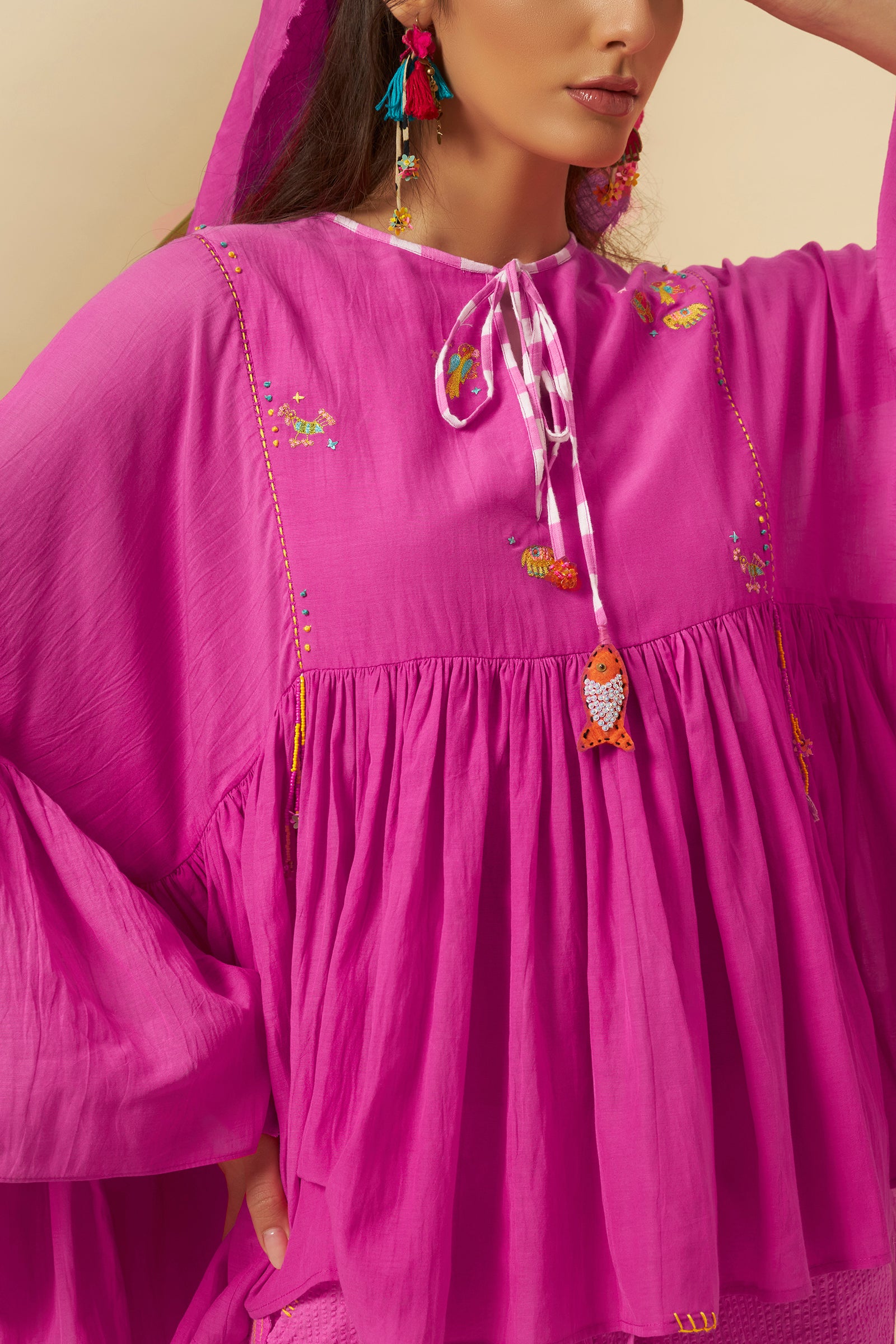 FUSCHIA PINK TIER TOP