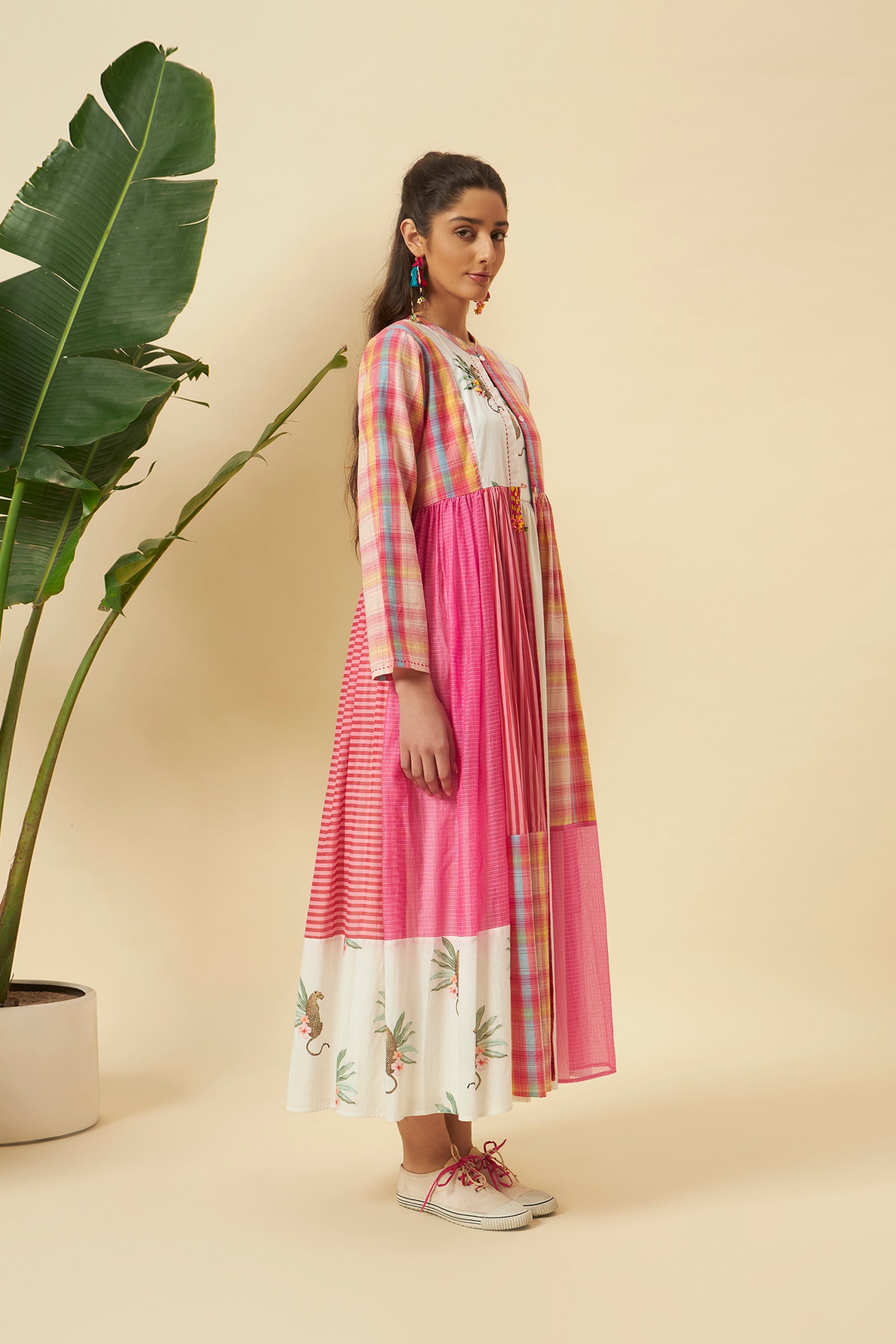 PINK AND IVORY SLIP DRESS WITH OVERGARMENT