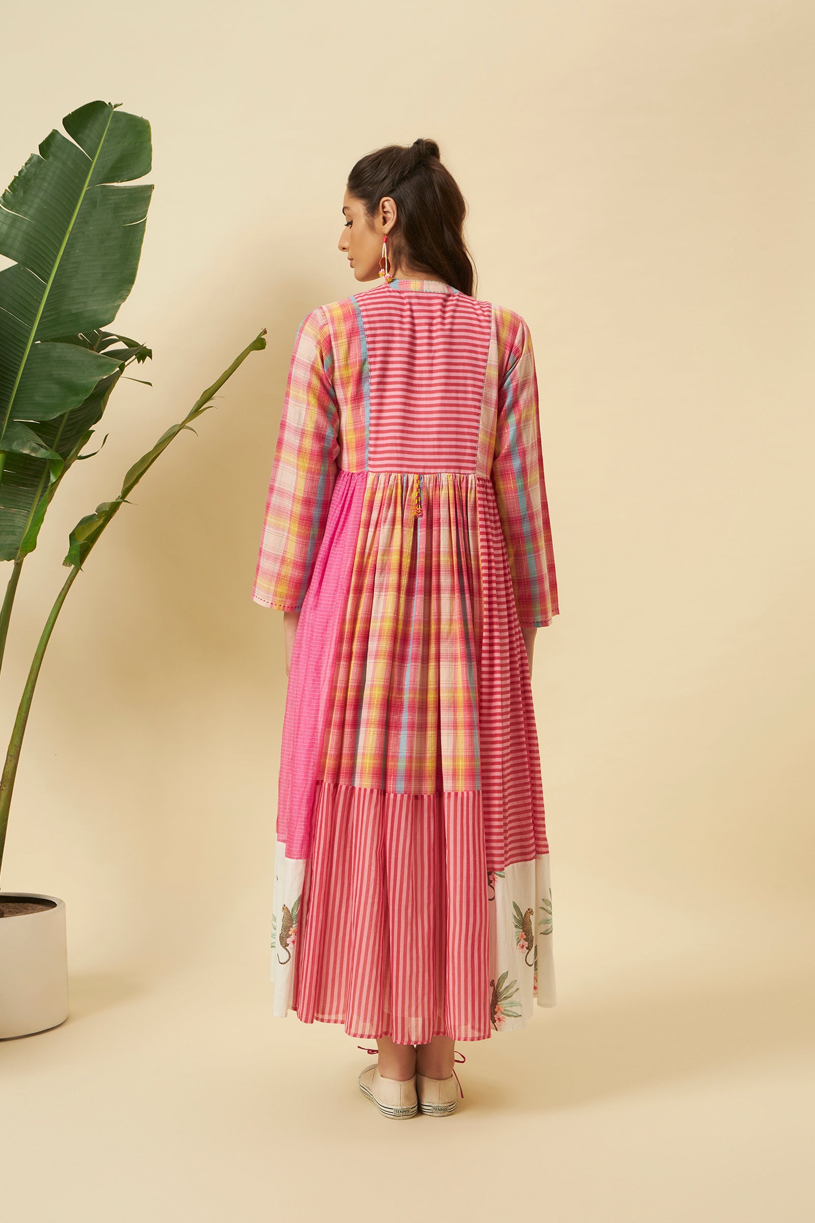 PINK AND IVORY SLIP DRESS WITH OVERGARMENT