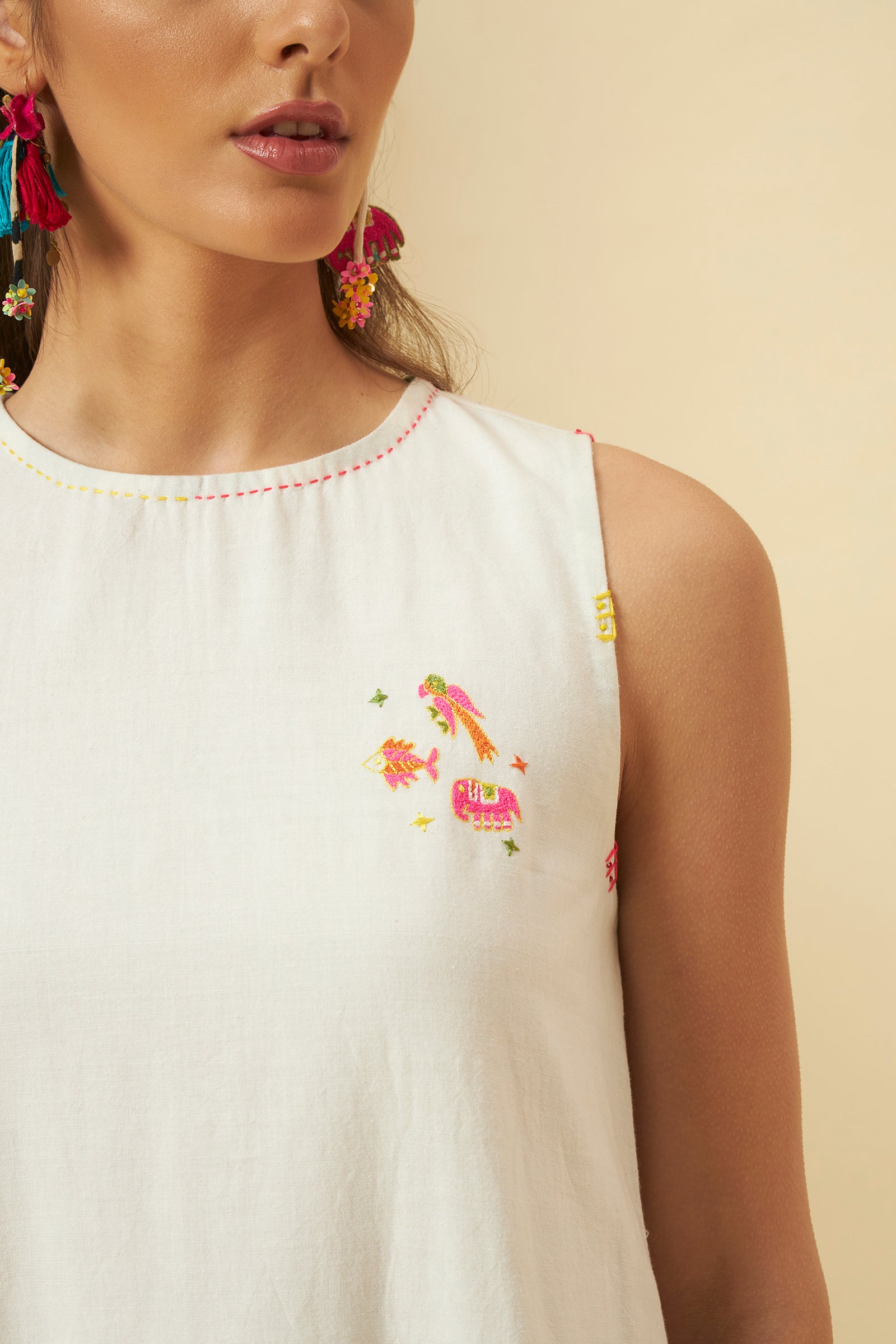 IVORY SLEEVELESS TIER MAXI DRESS
