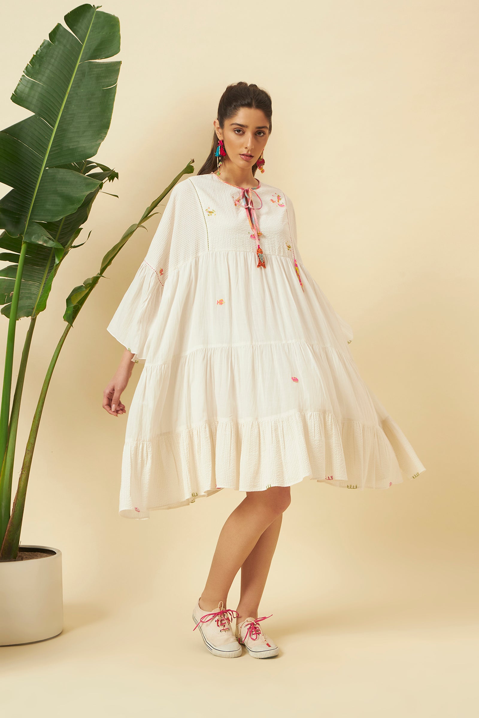 IVORY SHORT TIER DRESS