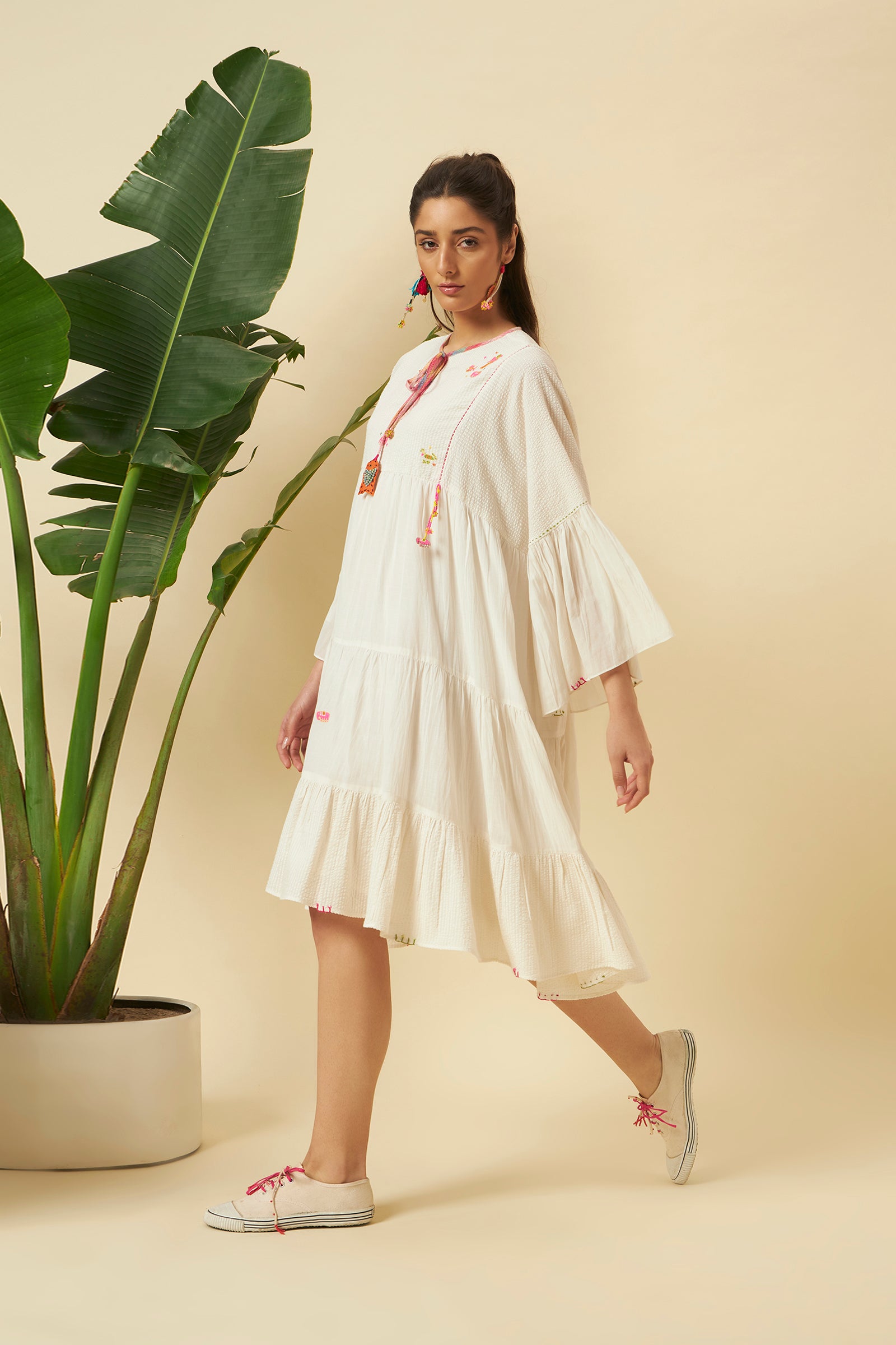 IVORY SHORT TIER DRESS