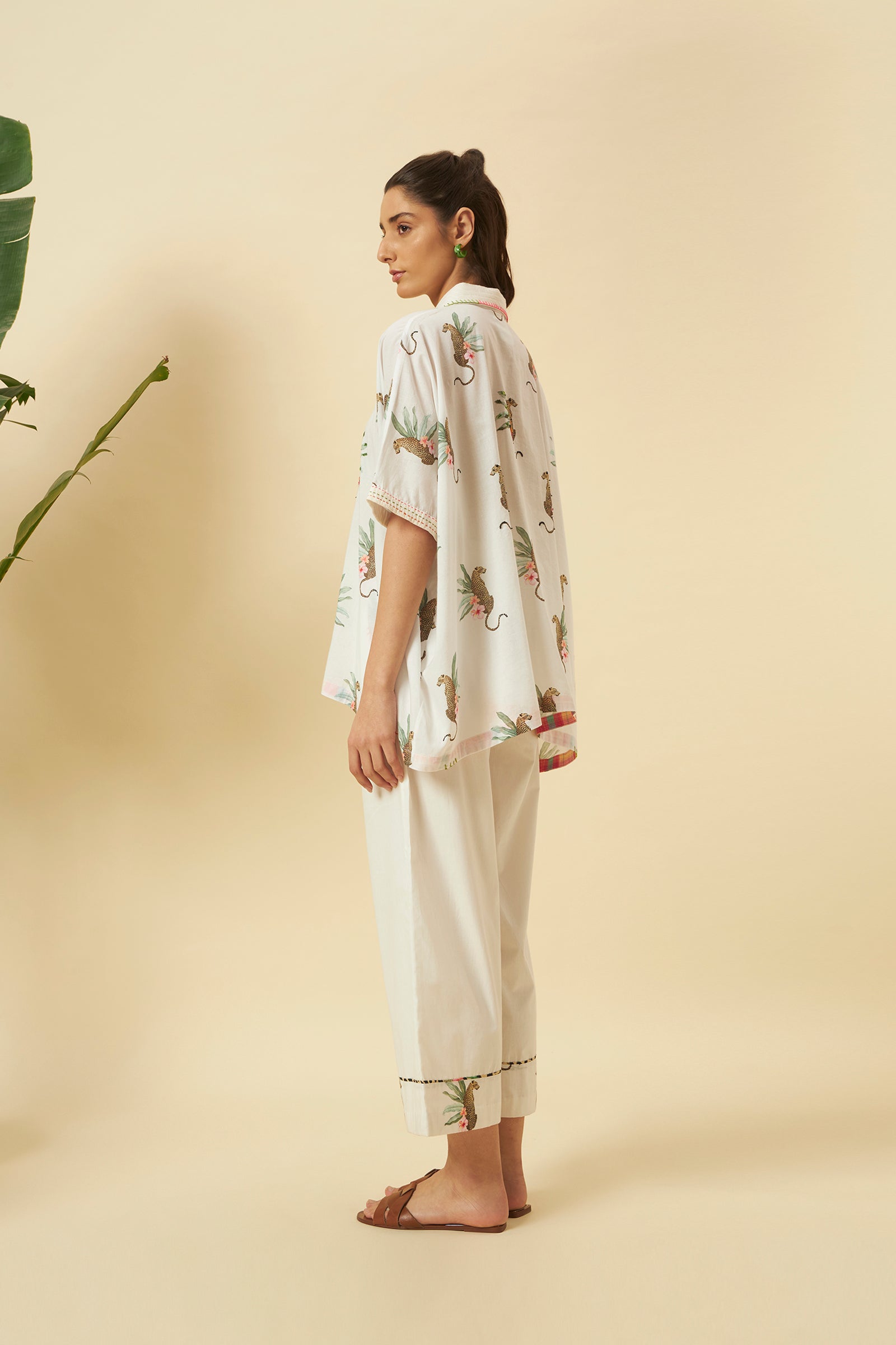 CHETAH PRINT KAFTAN TOP WITH PANTS