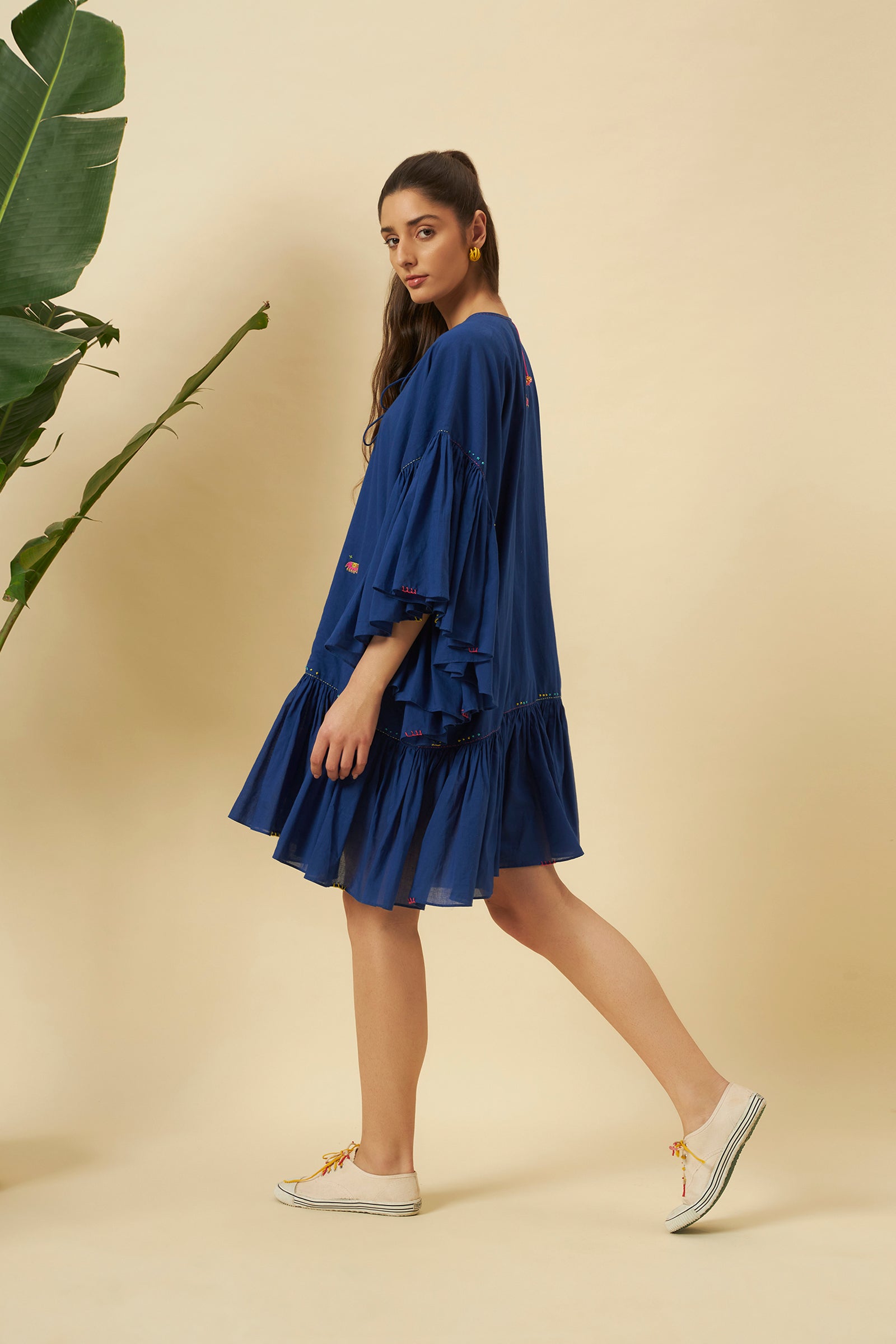 INDIGO KAFTAN MIDI DRESS