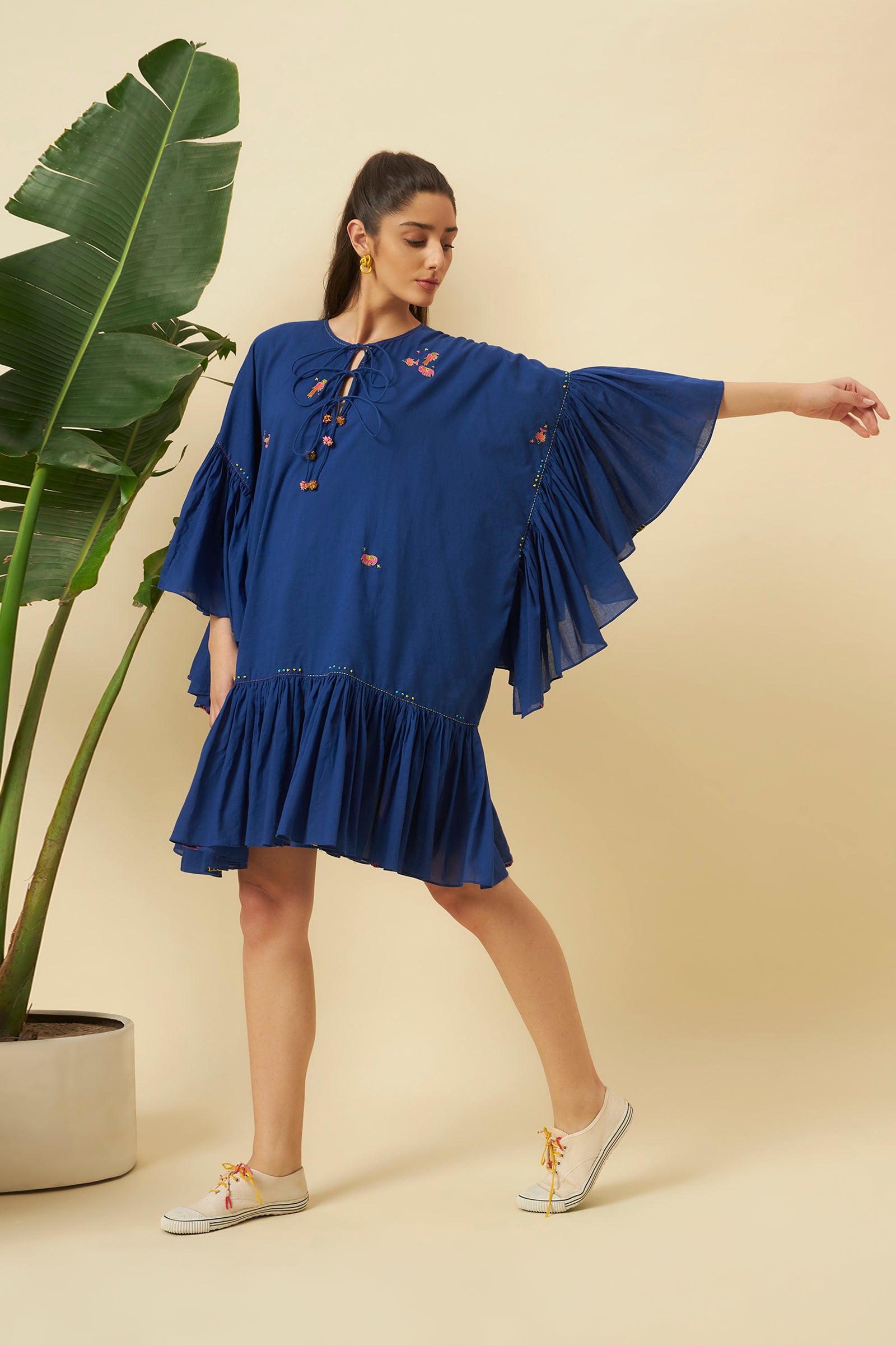 INDIGO KAFTAN MIDI DRESS