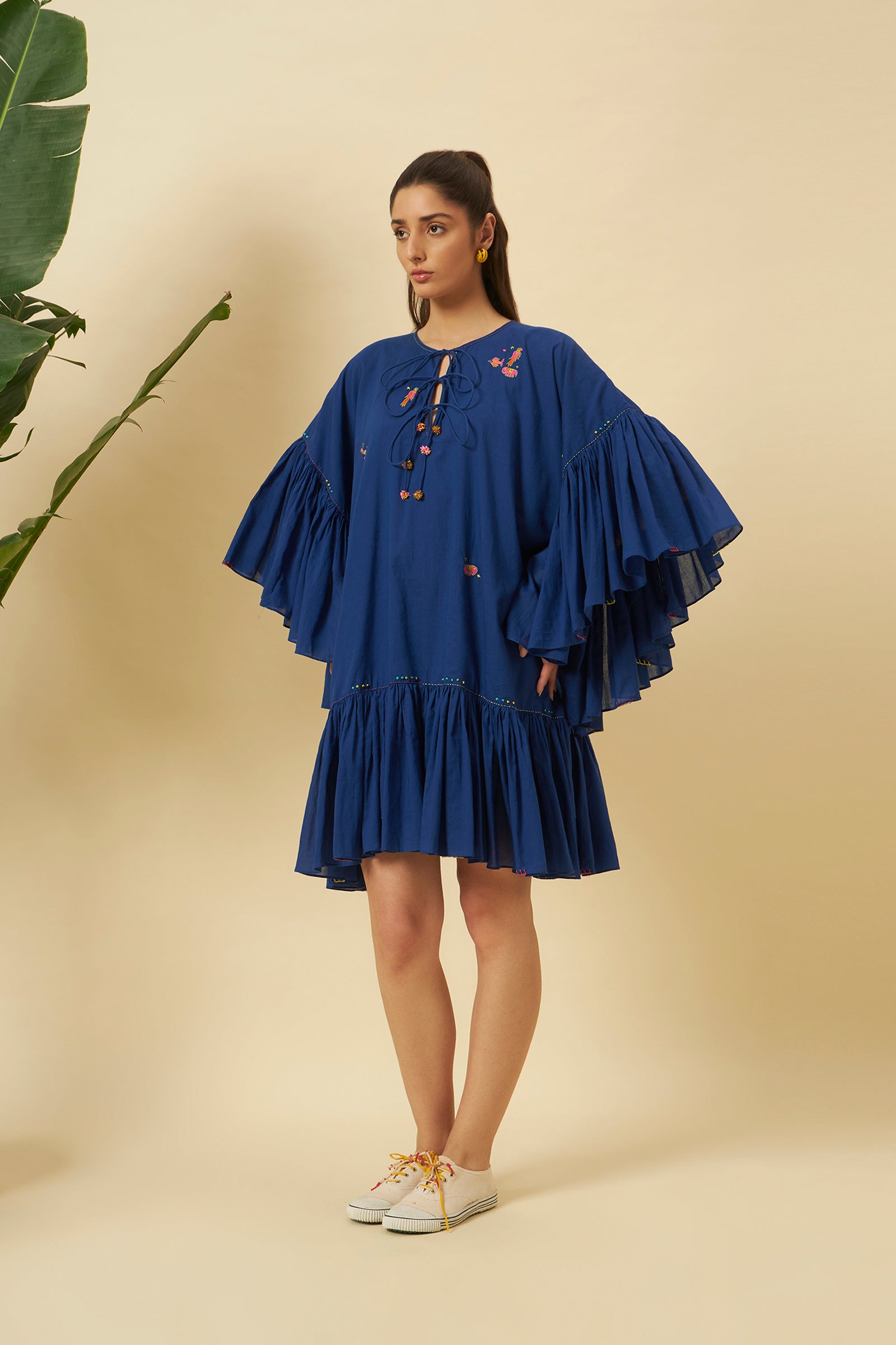 INDIGO KAFTAN MIDI DRESS