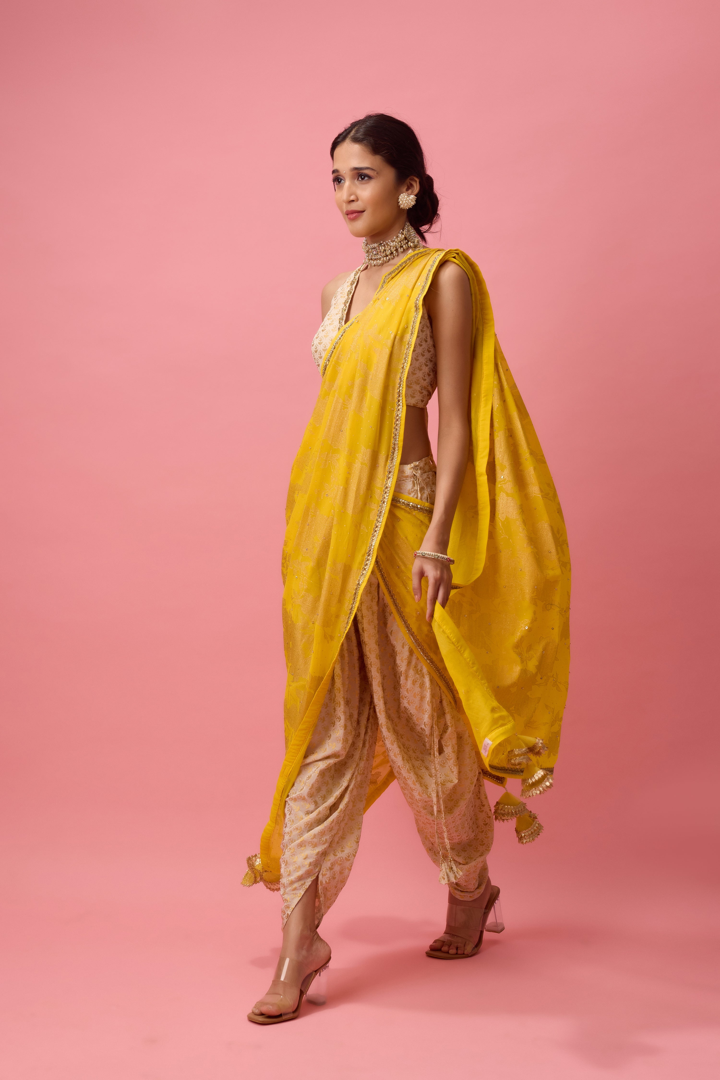 Crepe dhoti saree