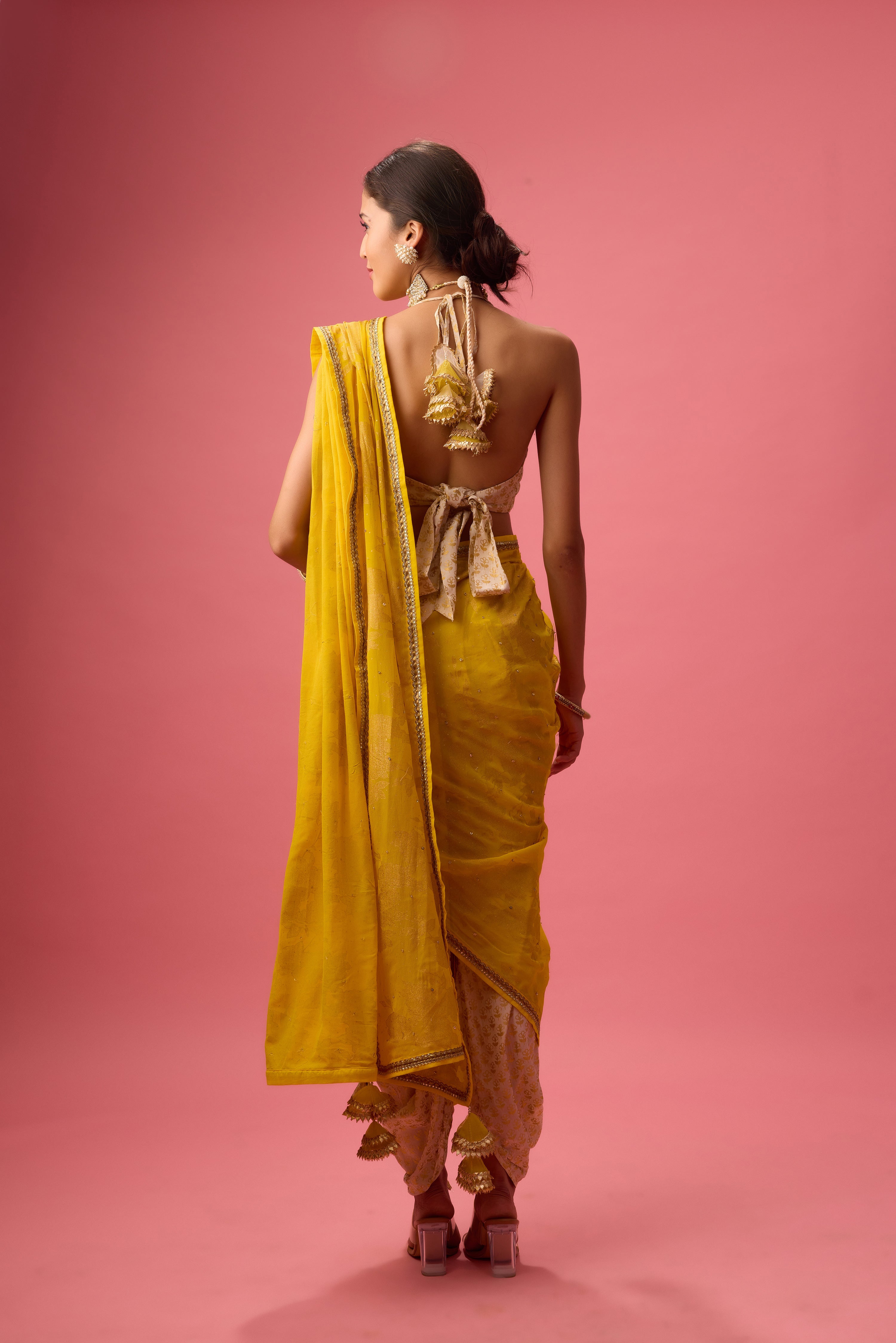 Crepe dhoti saree