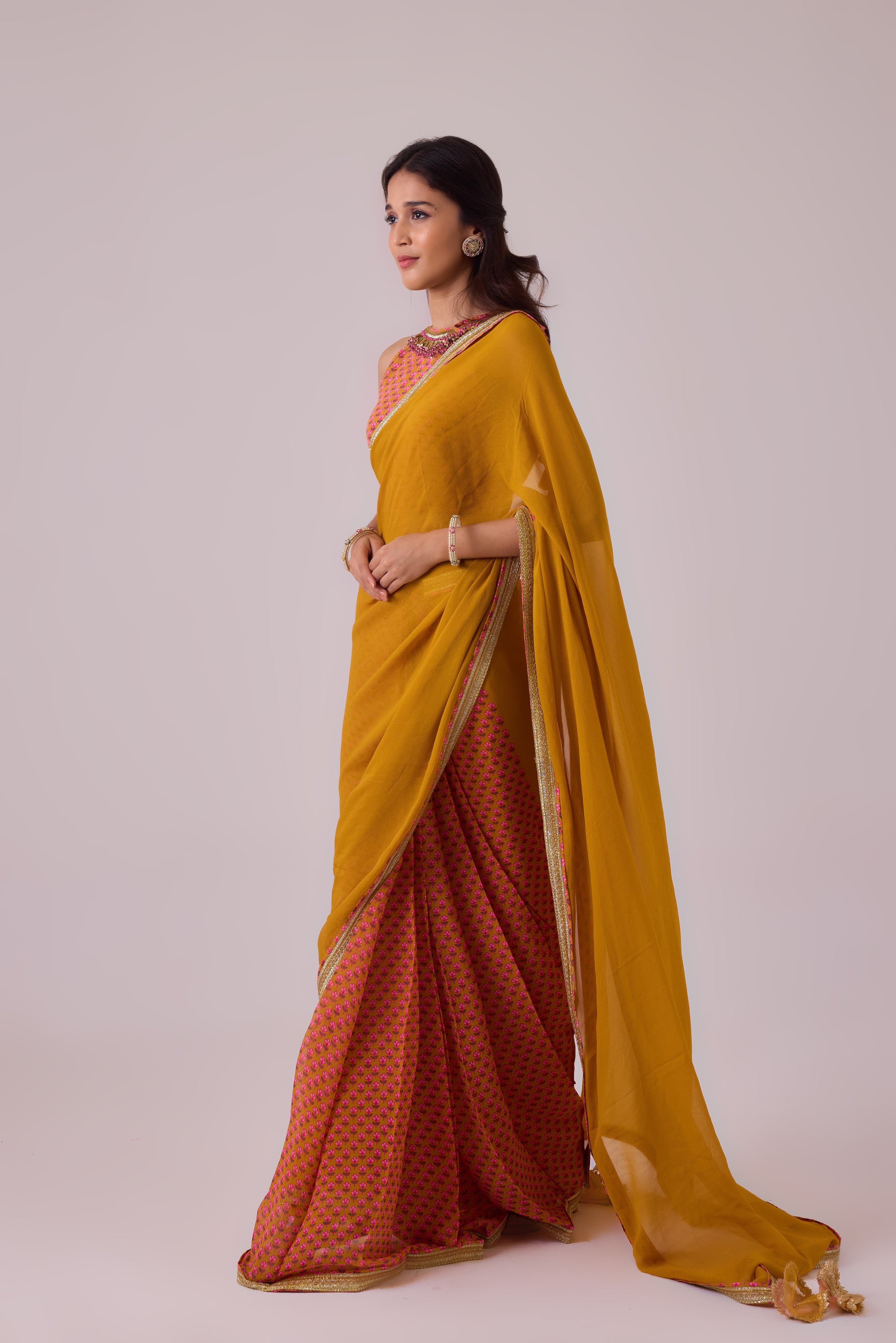 GEORGETTE SAREE WITH CREPE BLOUSE