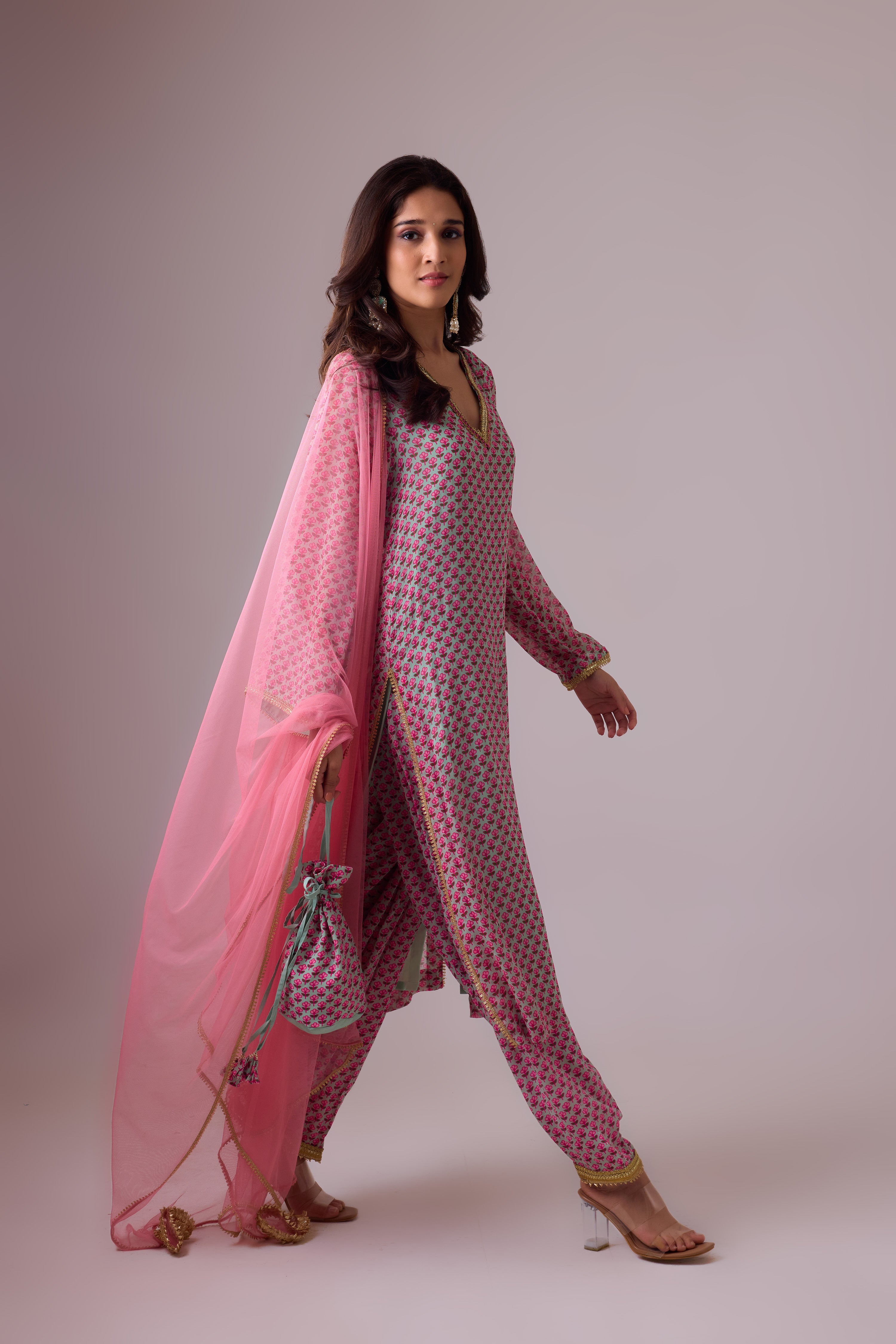 GEORGETTE KURTI  AND CREPE SALWAR