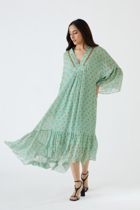 Jade Bandani Print Dress