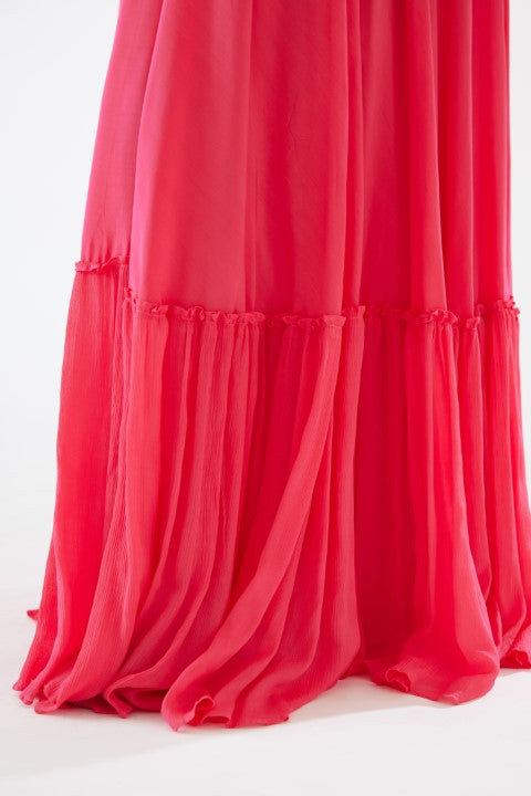 Rani Pink Embroidered Cape Dress