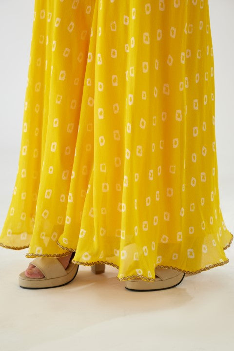 Yellow Bandani Print Sharara Set