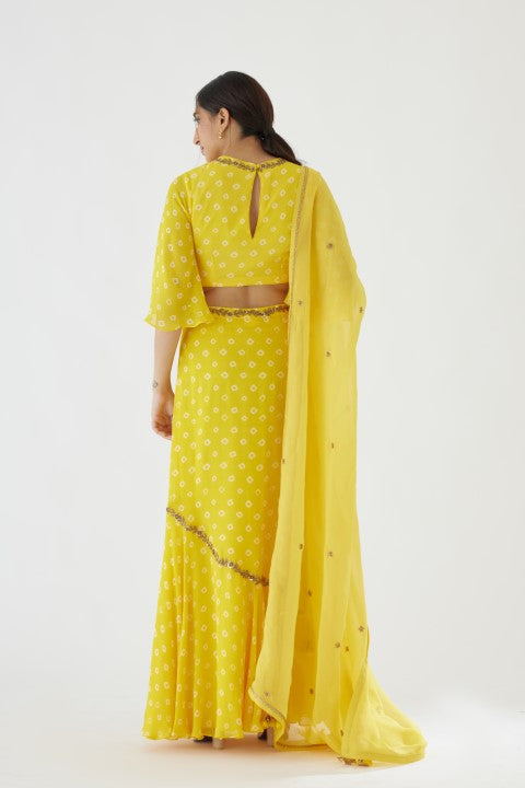 Yellow Bandani Print Lehenga Set