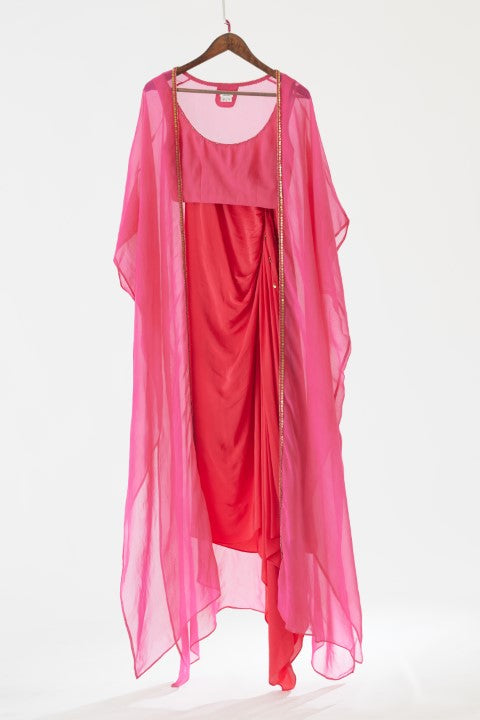 Rani Pink Drape Skirt Set