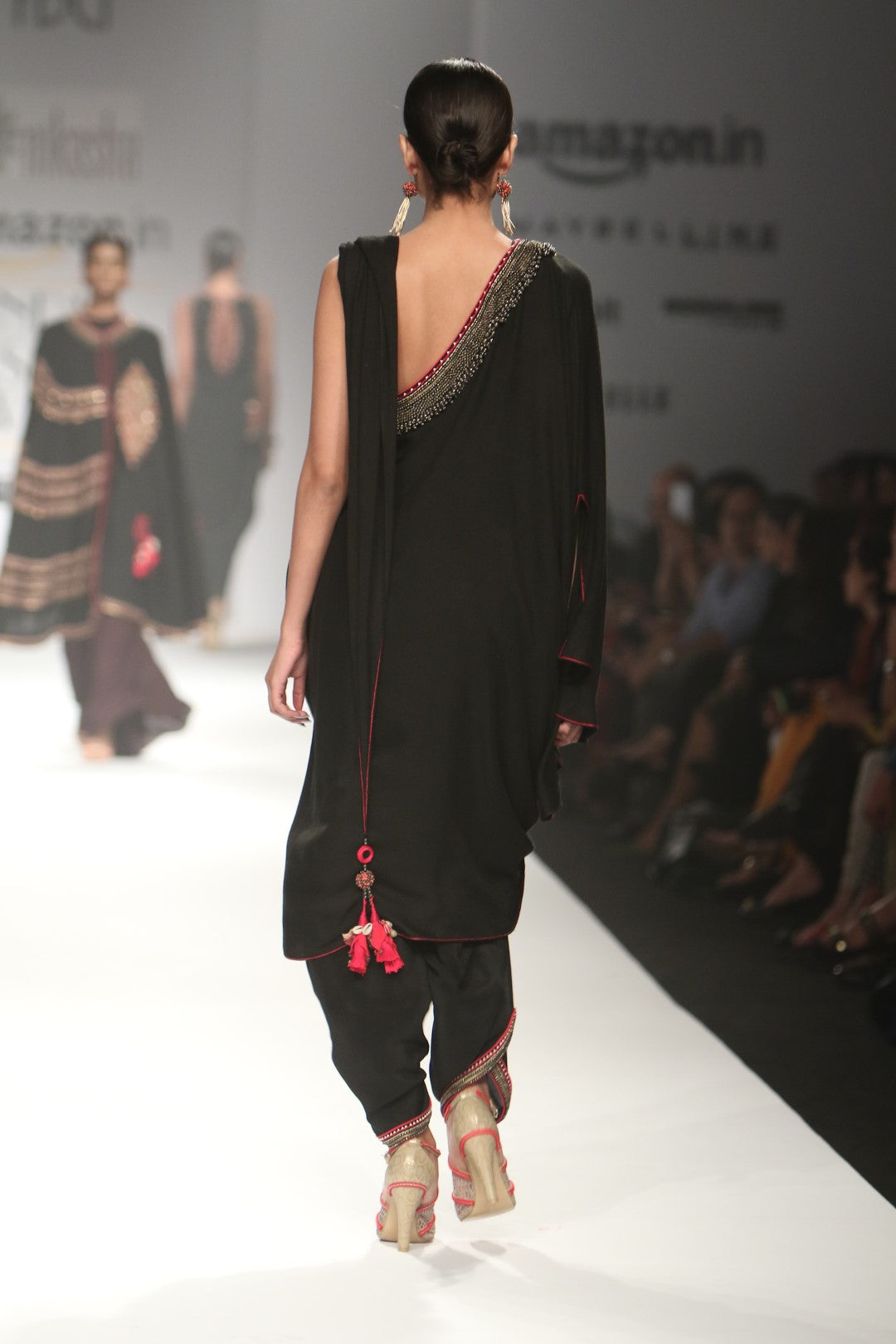 Draped assymetric tunic with dhoti pants