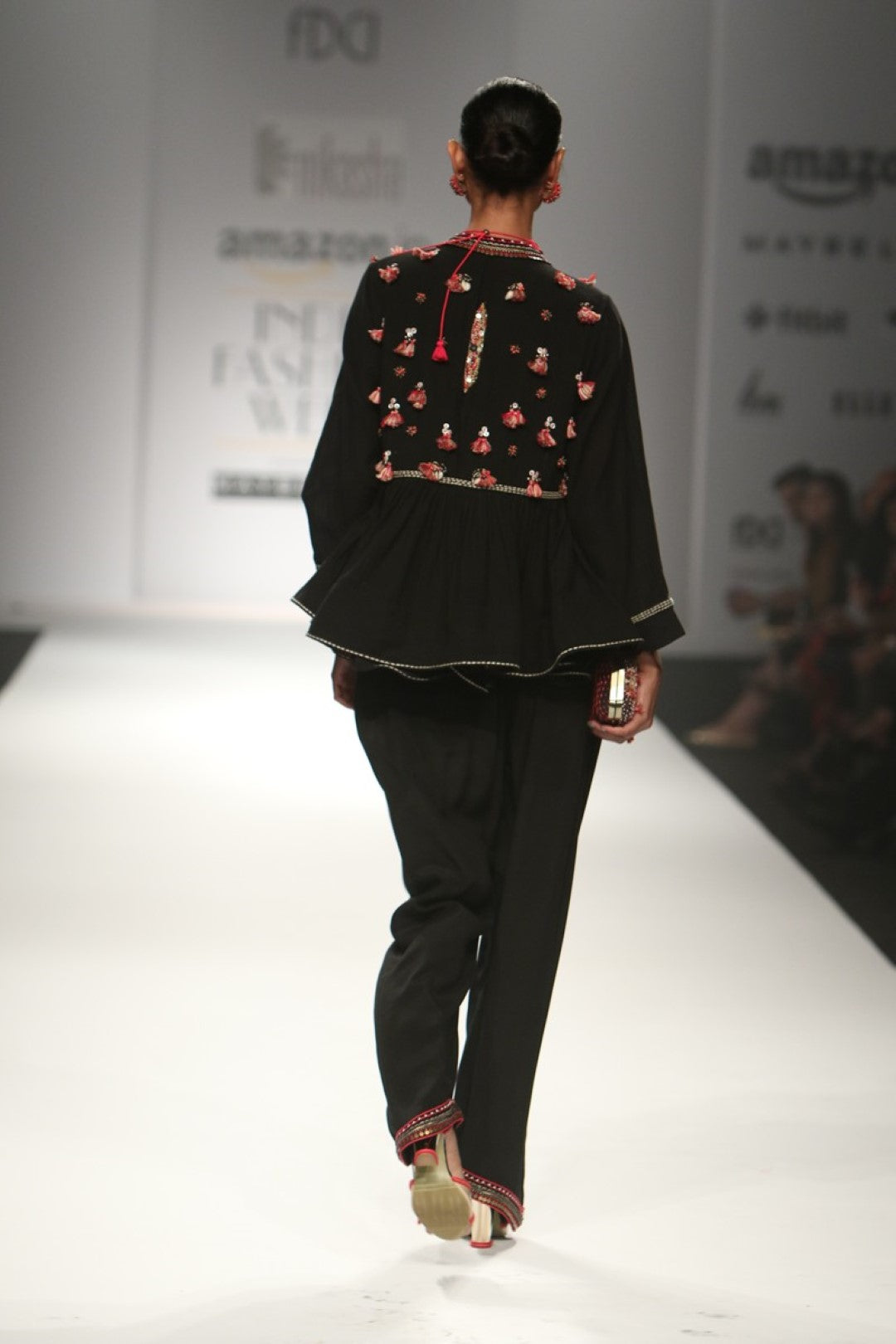 jumpsuit with embroidered flared jacket