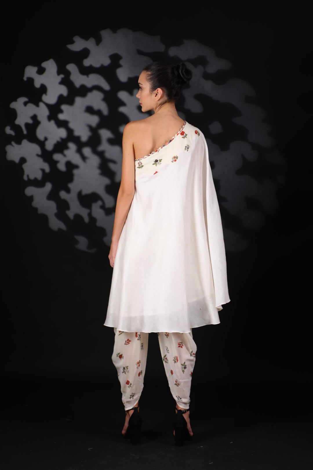 Lilly Off White One Shoulder Tunic With Dhoti