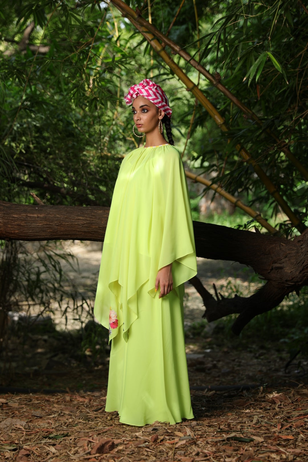 Totiya lime tunic paired with wide leg pant