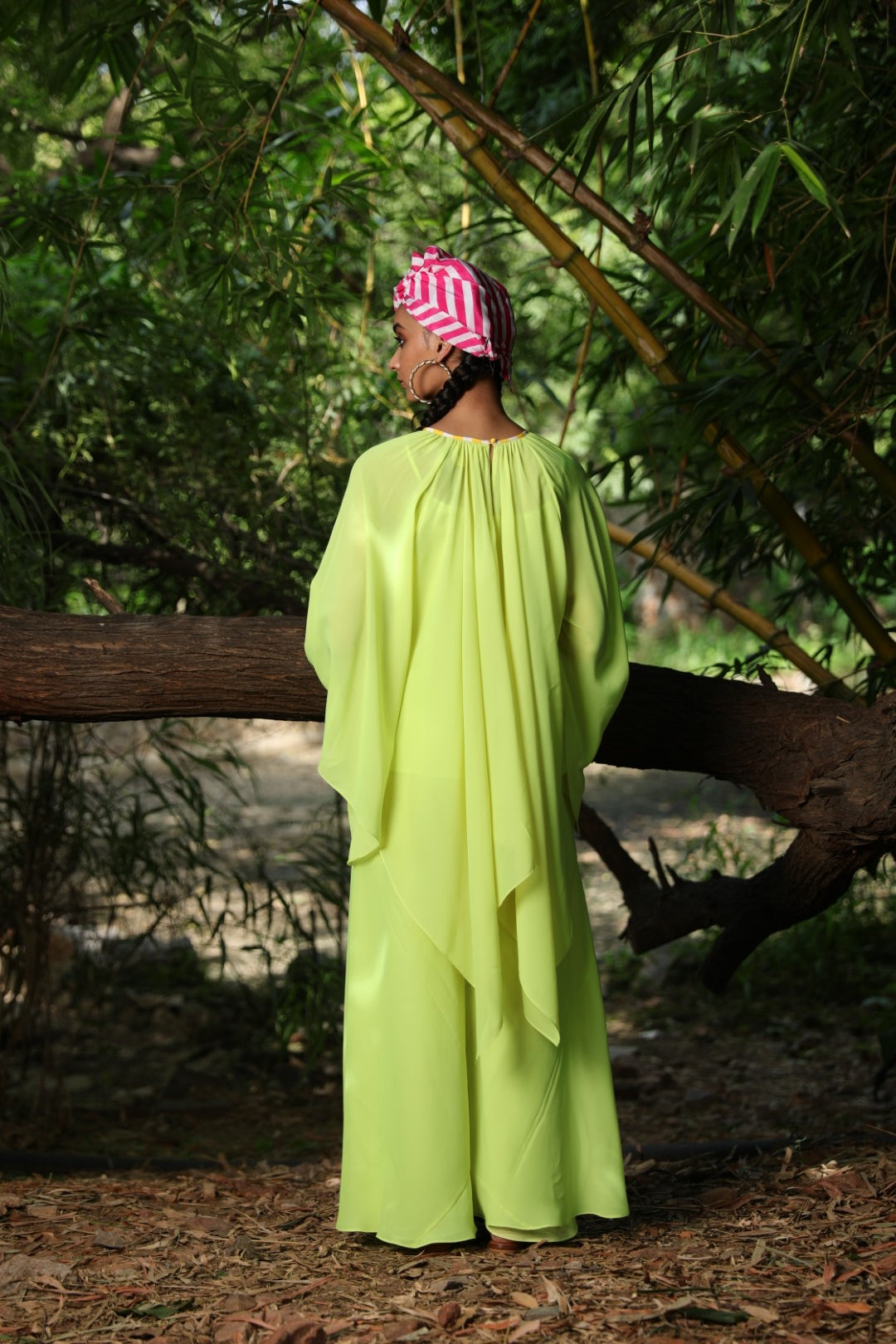 Totiya lime tunic paired with wide leg pant