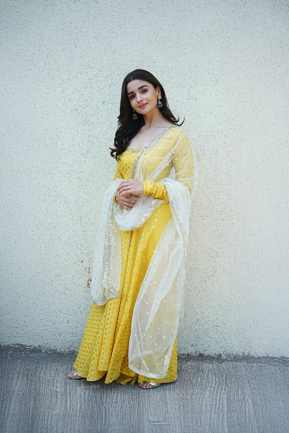 alia bhatt in Foil Printed Kalidar Anarkali Set
