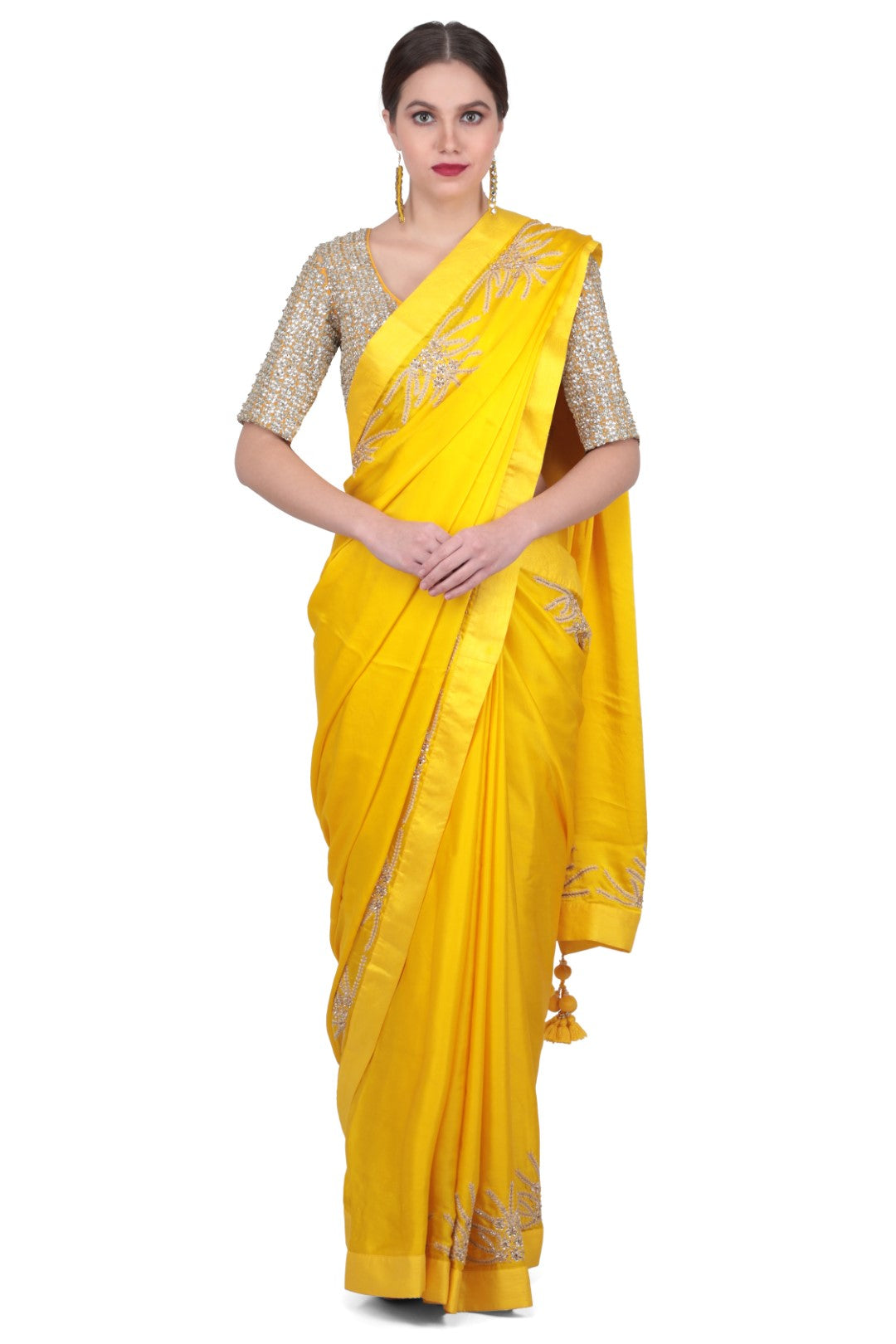 EMBROIDED BLOUSE WITH SILK SATIN SAREE