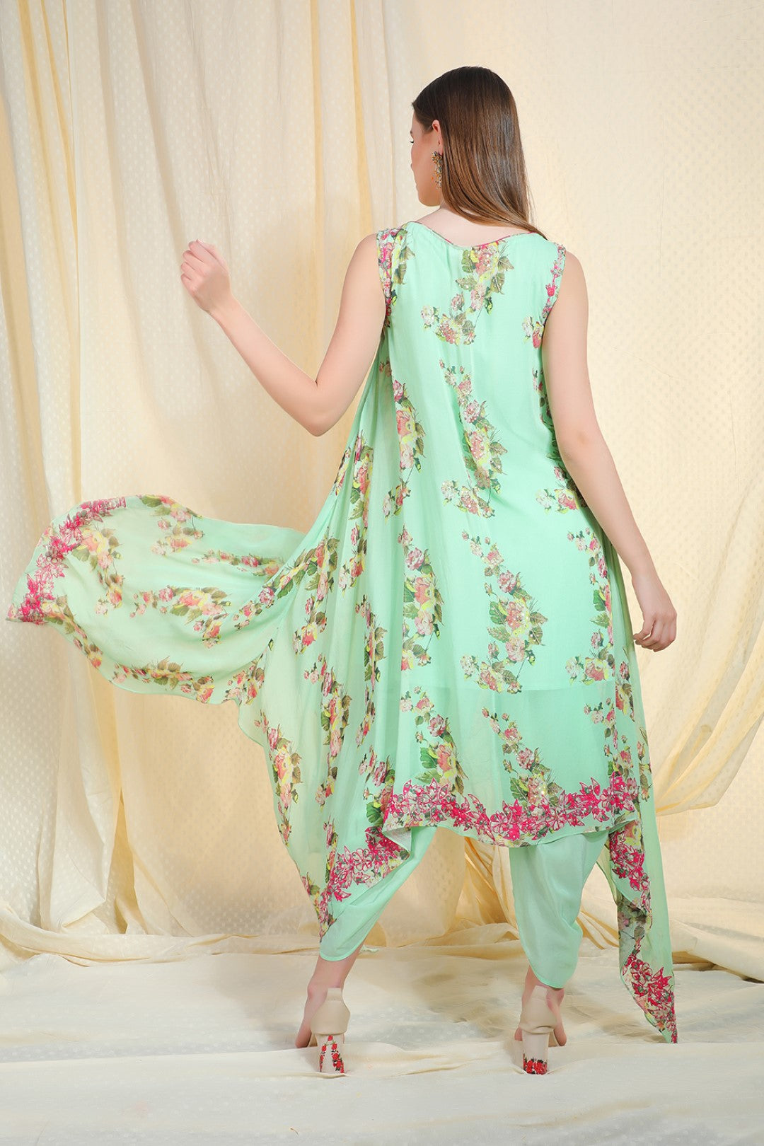 pista asymetric tunic with dhoti