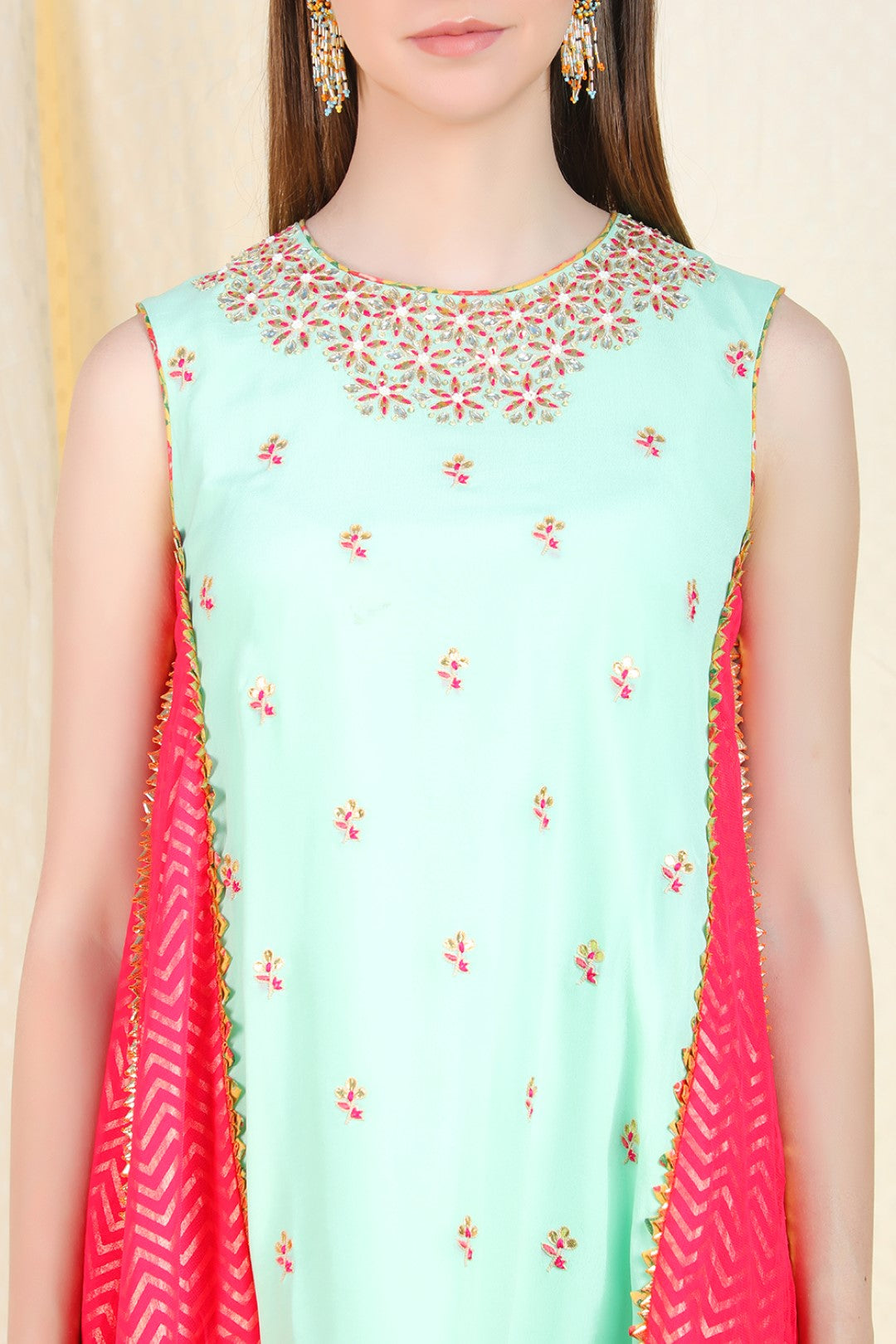 pista side godette tunic with dhoti
