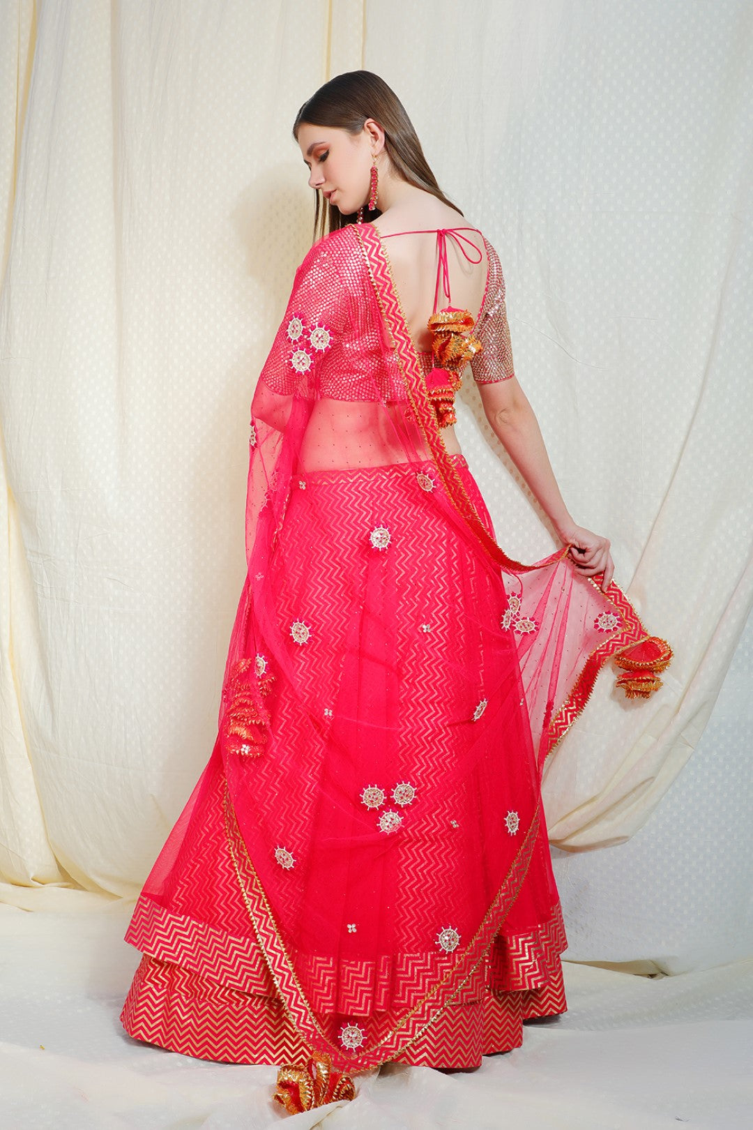 rose pink lehnga set with abla jardosi blouse